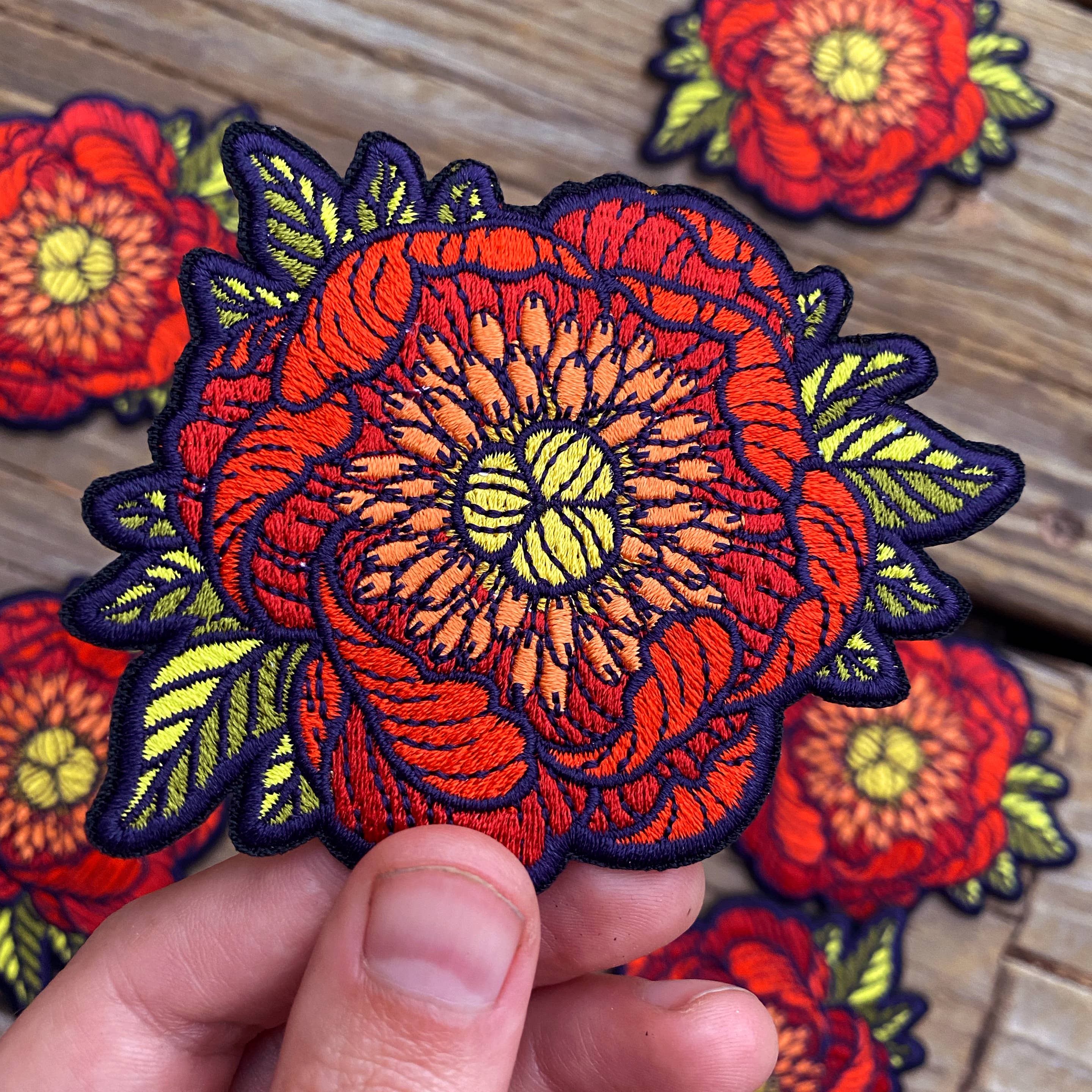 Peony Embroidered Patch
