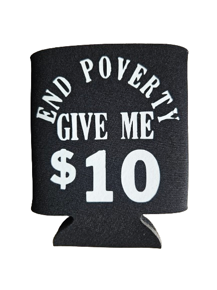 End Poverty Can Cooler in White