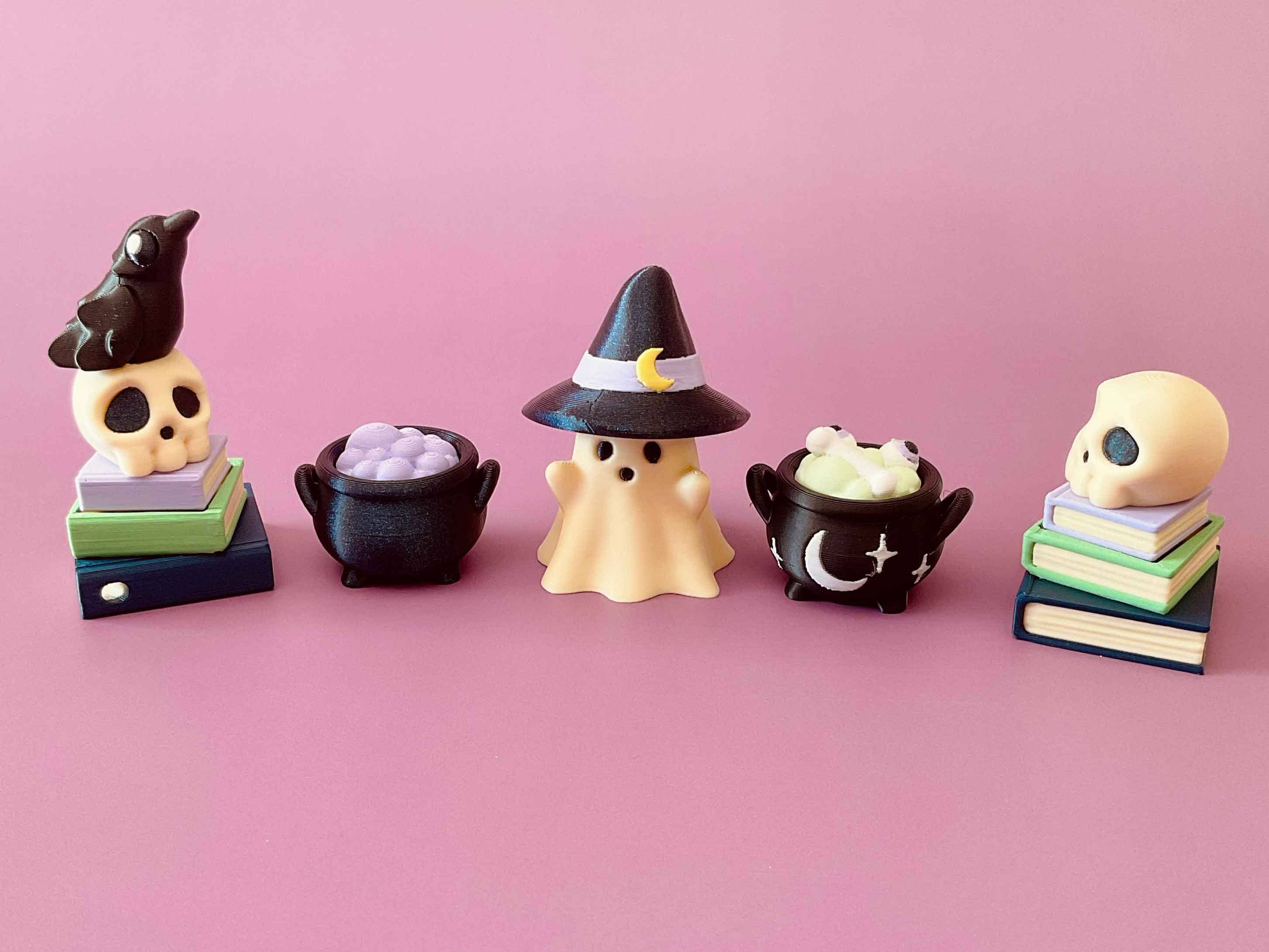Witch’s Lair Halloween Clicker 3D Printed Fidget Keychain: Ghost Witch