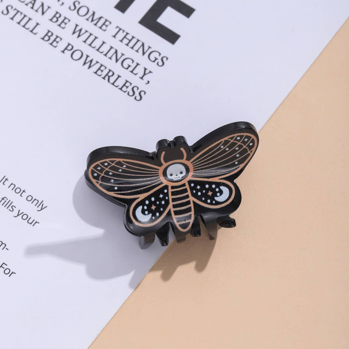 Halloween Witch Hat Spiderweb Hair Claw, Skull Moth Clip: SkullMoth