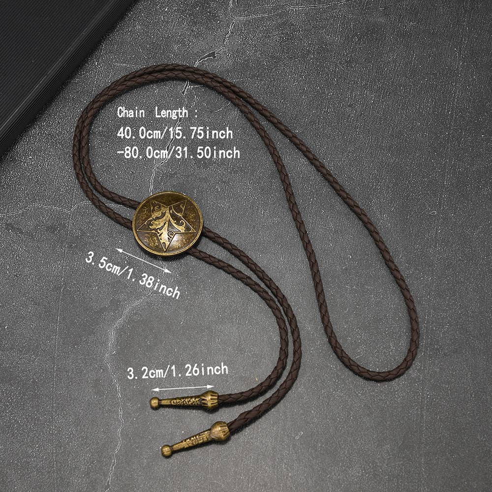 Western Star Engraved Leather Bolo Tie