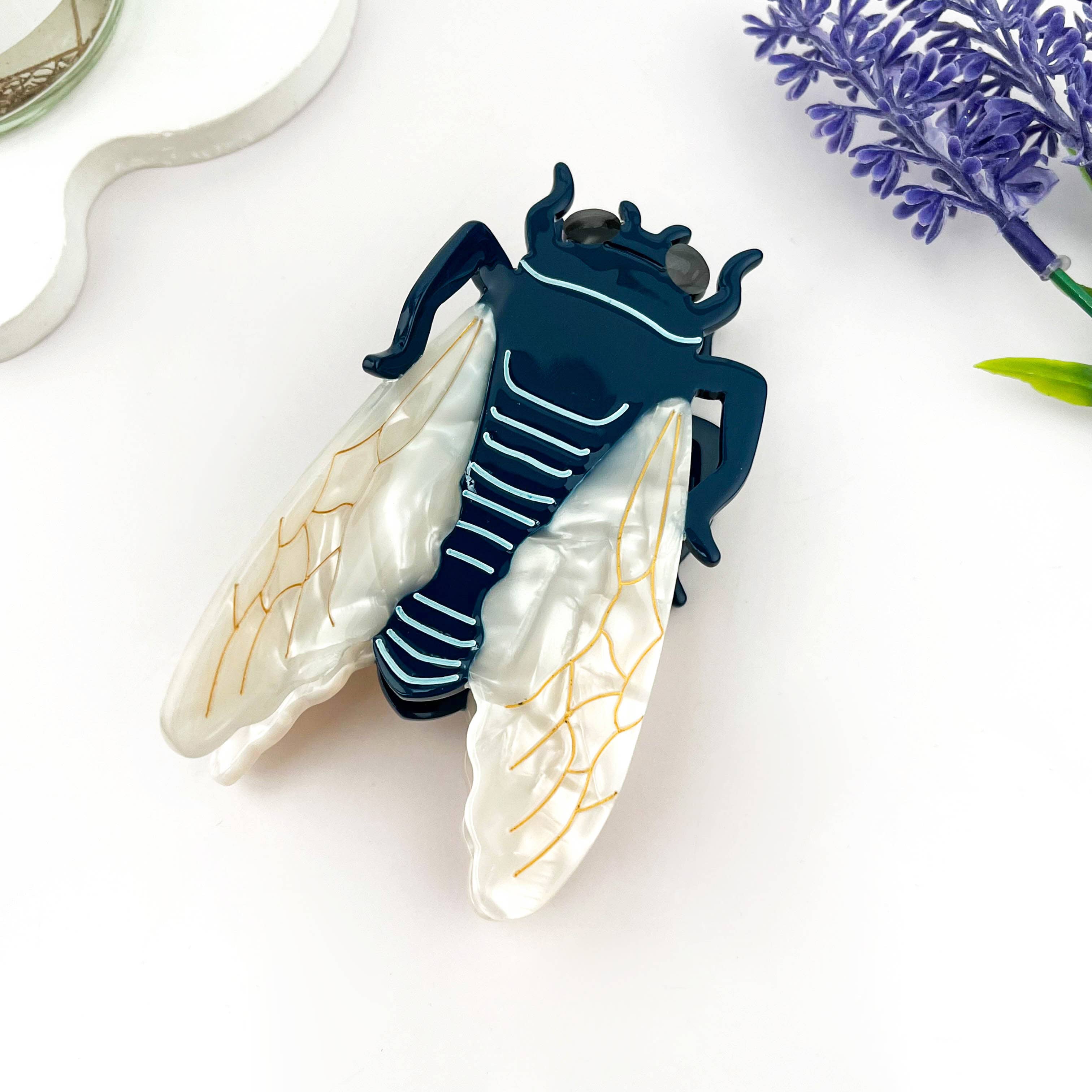 Cicada Patchwork Acetate Hair Claw Clip