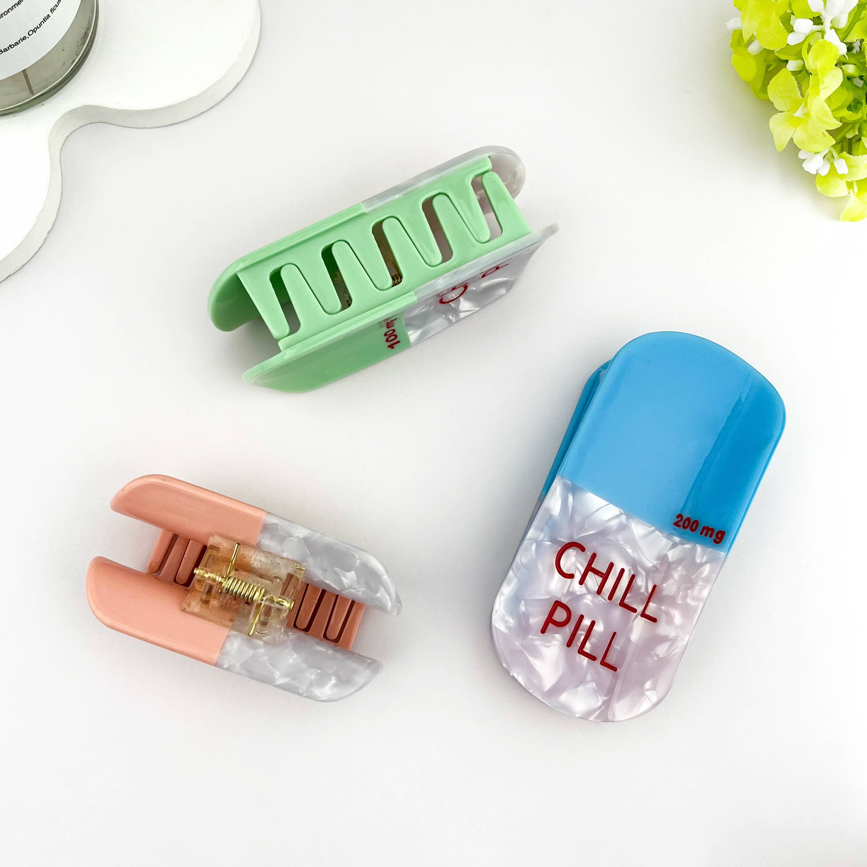 Sweet Dream Sleep Pill Acetate Hair Claw Clip: Blue