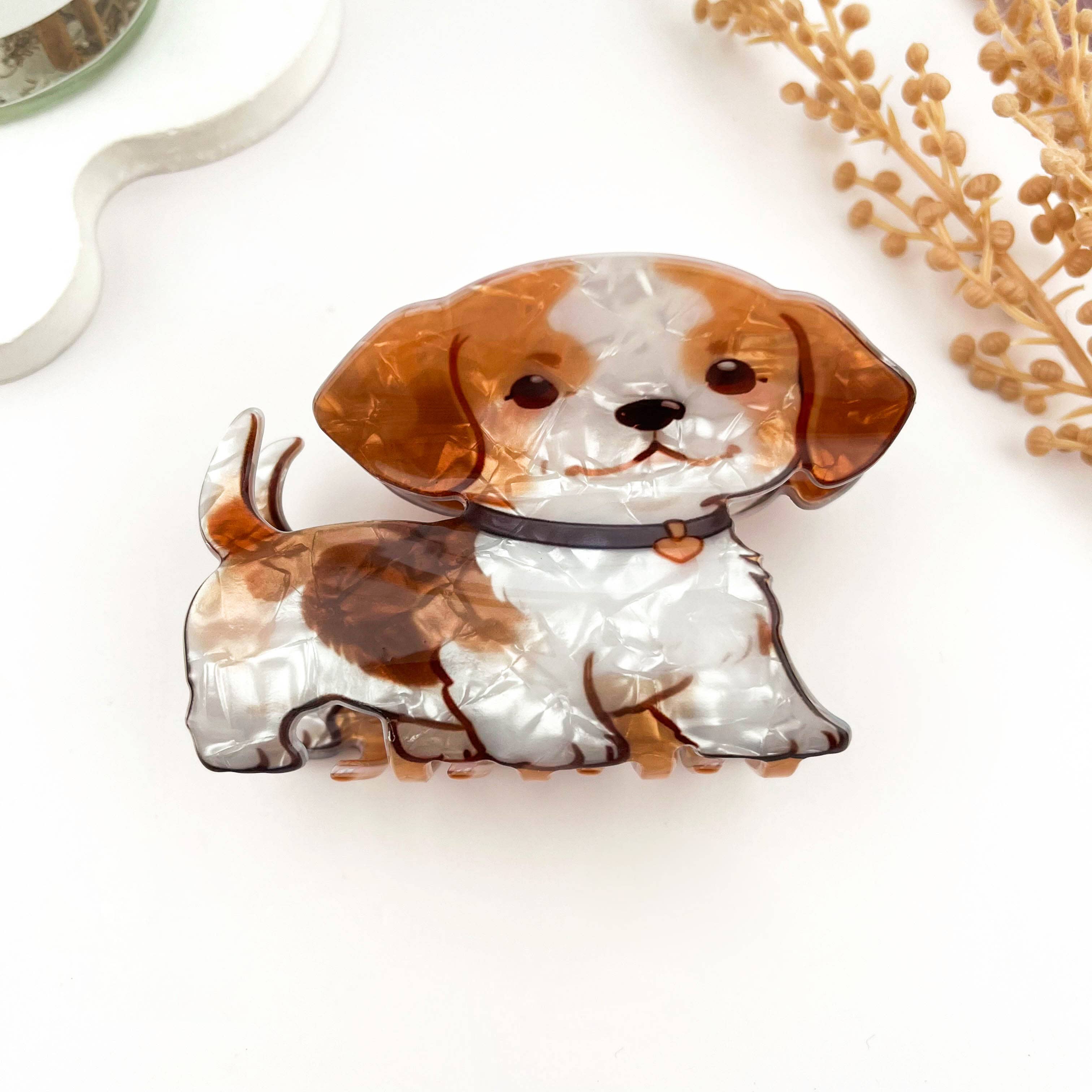 Cartoon Dog Printed Hair Claw, Puppy Lover Hair Clip: Pug