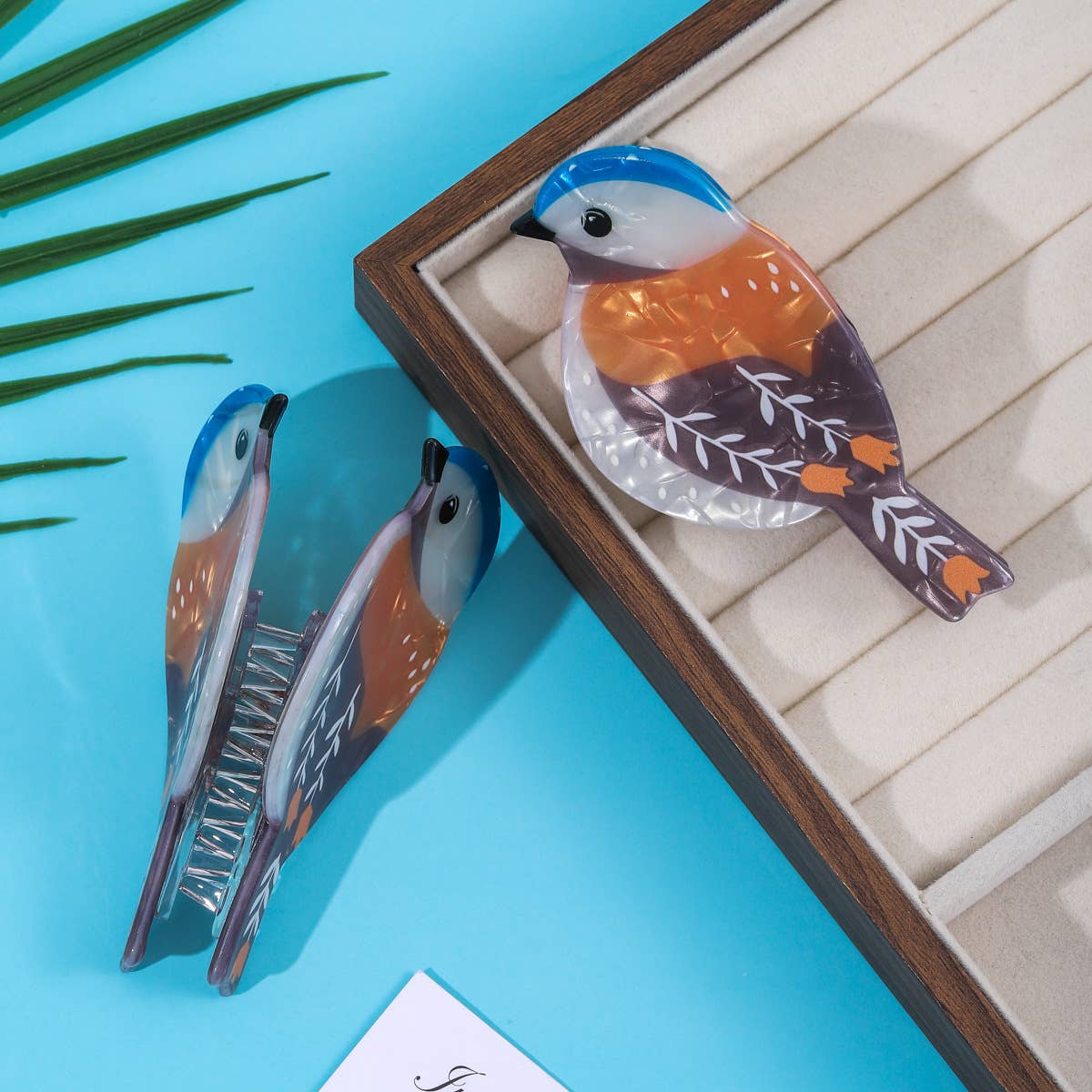 Cartoon Eurasian Blue Tit Bird Print  Hair Claw Clip: A