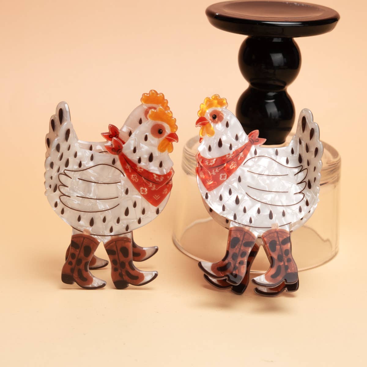 Fun Western Cowboy Bandana & Boots Chicken Hair Claw Clip: Chicken