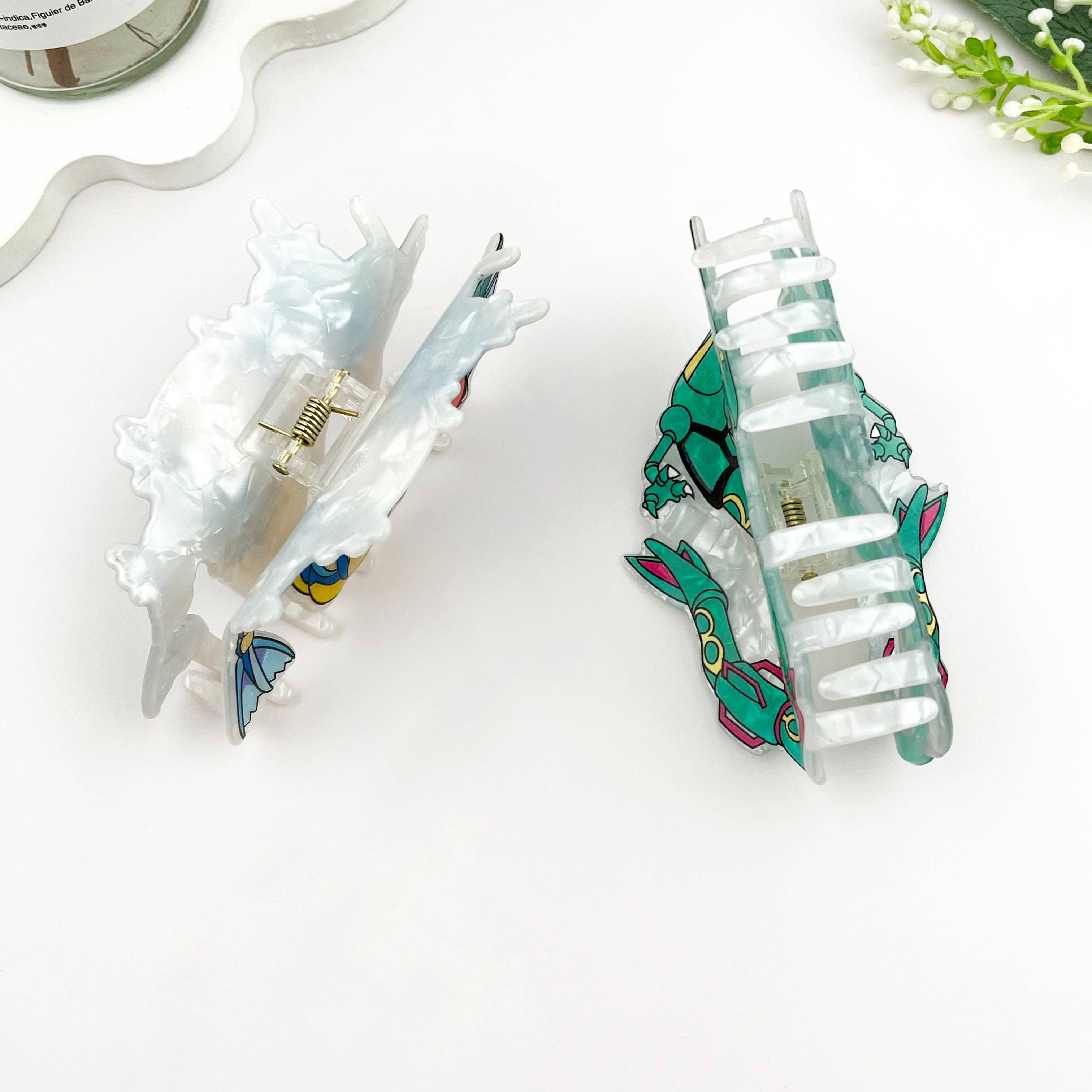 🤖 Mechanical Dragon Seahorse Acrylic Claw Clip – Futuristic: Blue