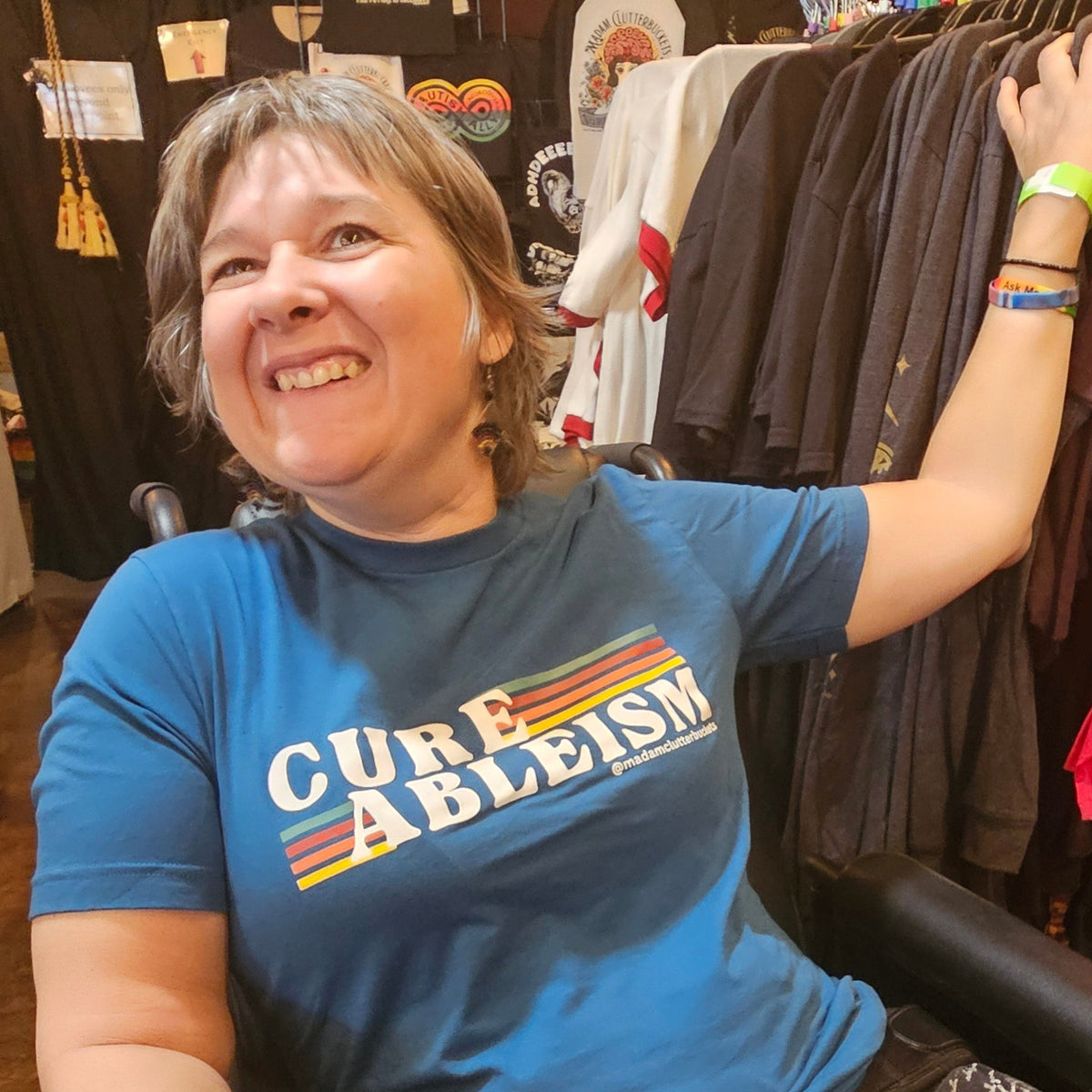 Cure Ableism 70's T-Shirt | Madam Clutterbucket's Neurodiverse Universe