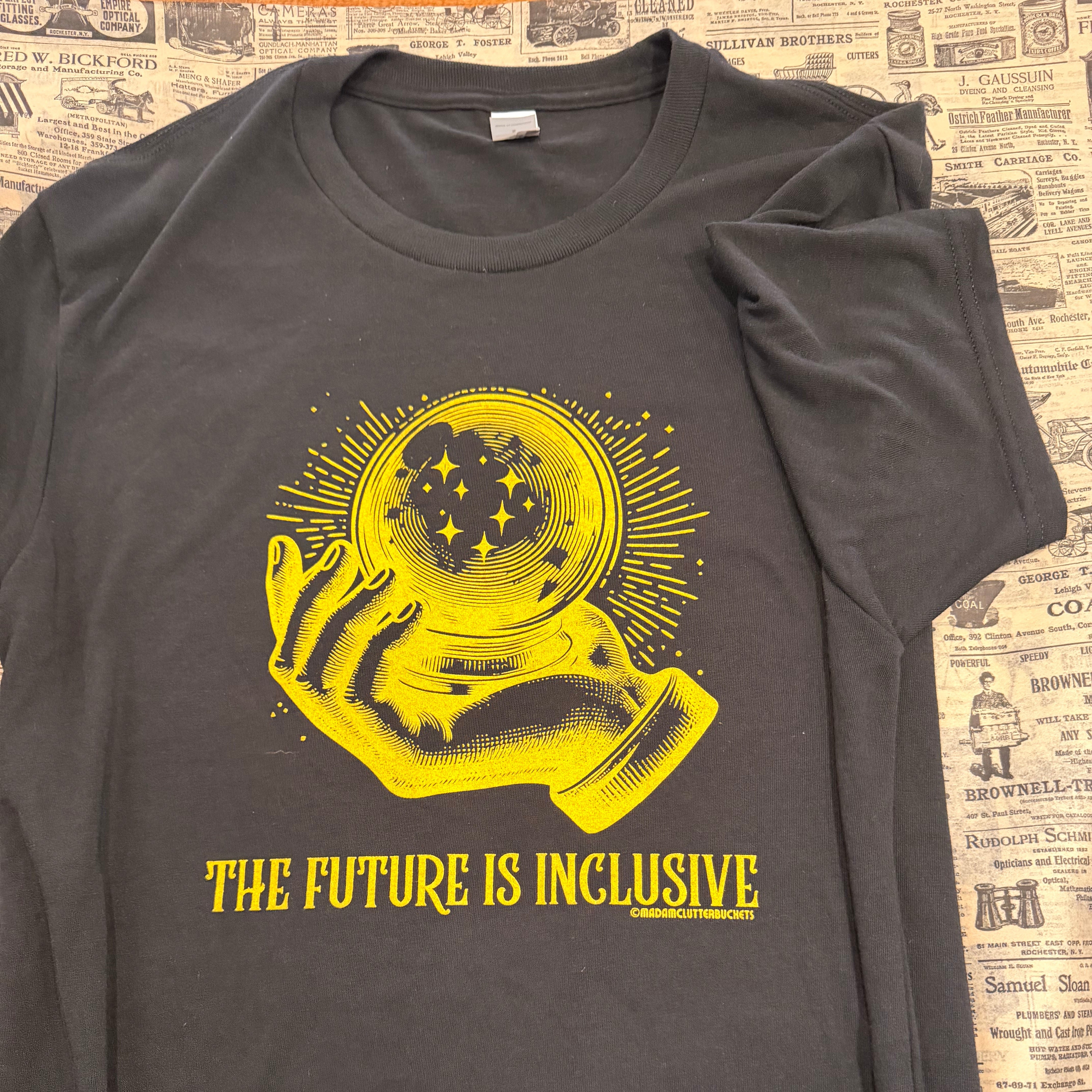 LIMITED RUN: The Future is Inclusive Unisex Tri-blend Tee Shirt in gold ink