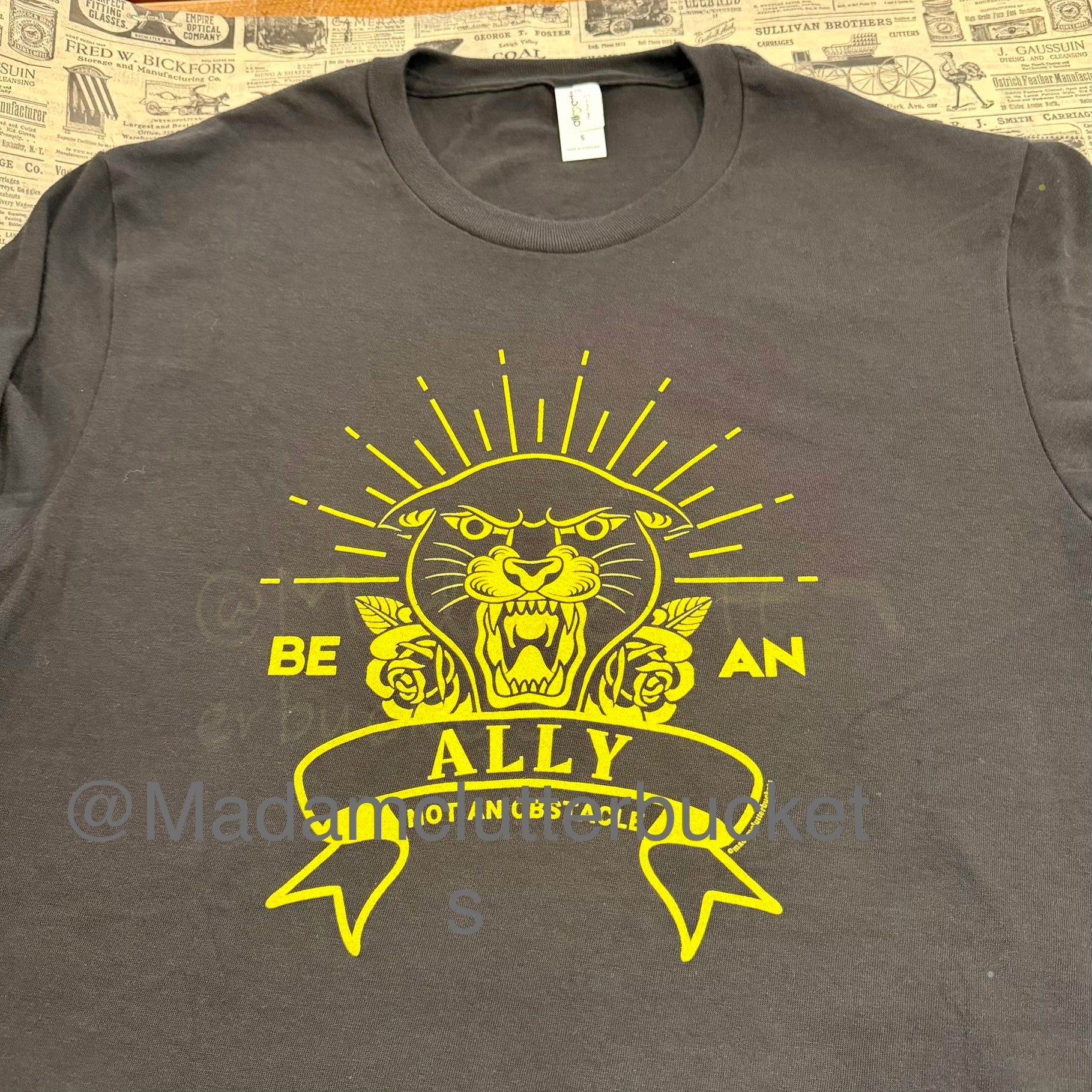 LIMITED RUN! Be an Ally, Not an Obstacle Unisex Tri-blend Tee Shirt in Gold Ink