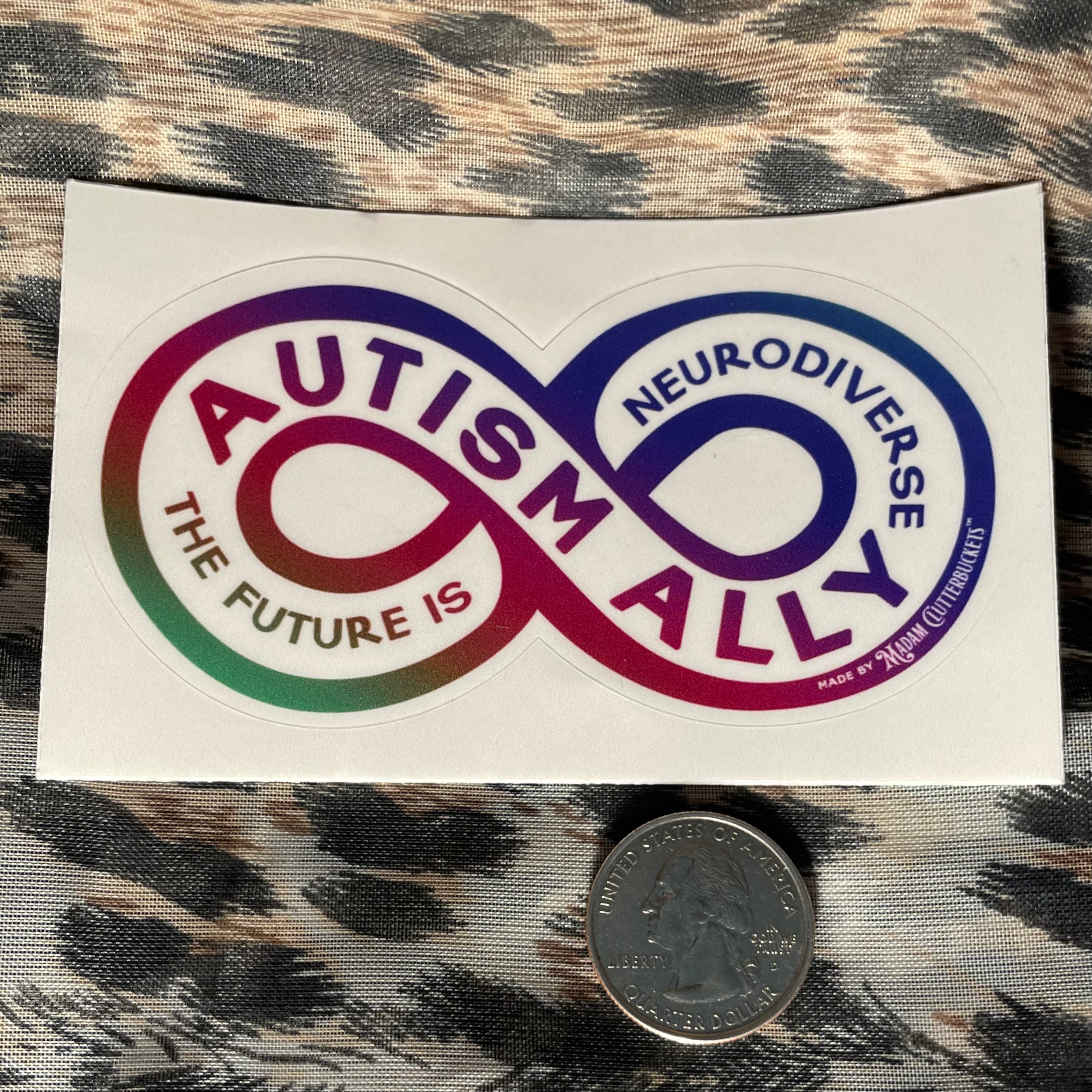 White Autism Ally, The Future is Neurodiverse Sticker