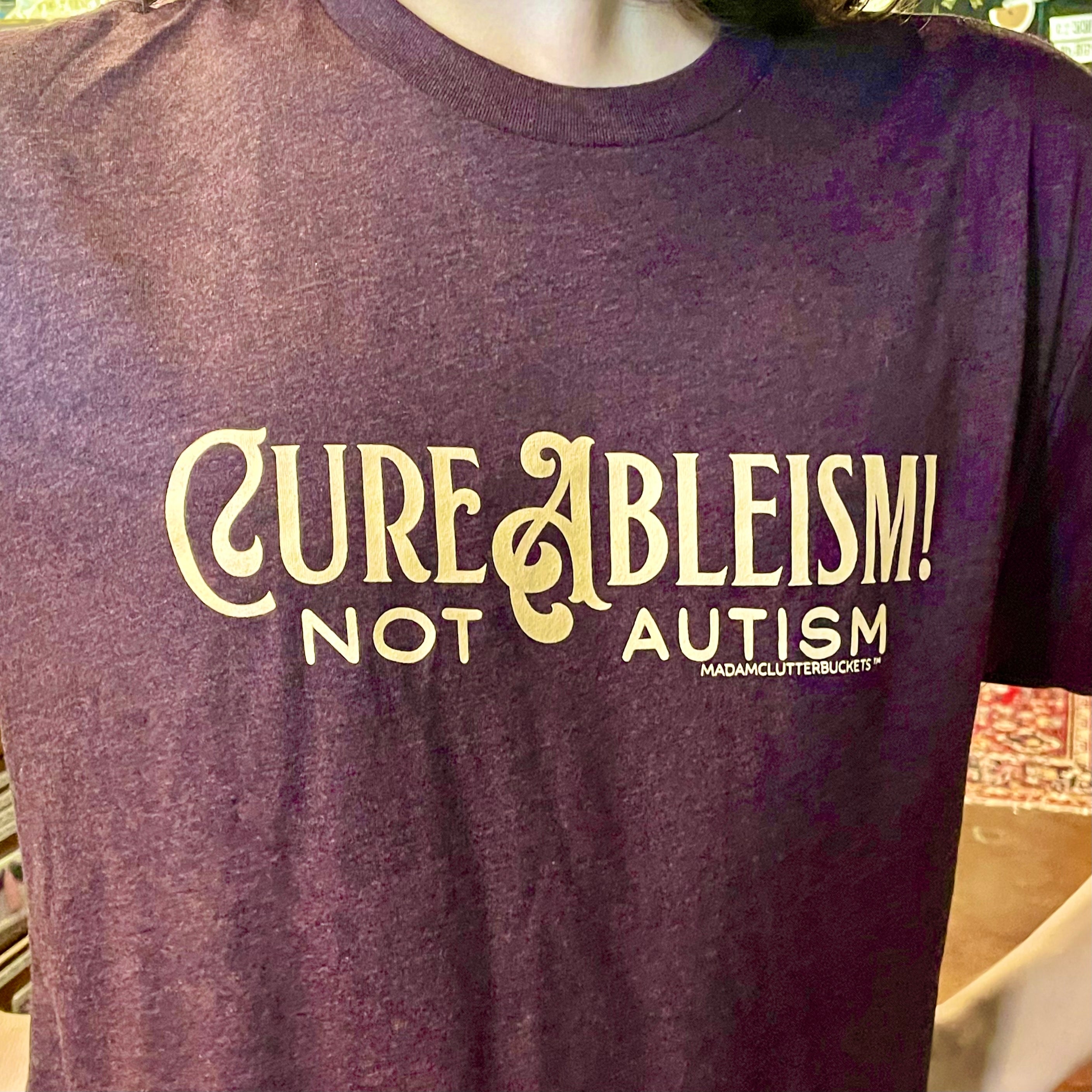 Cure Ableism, Not Autism Maroon Triblend Tee