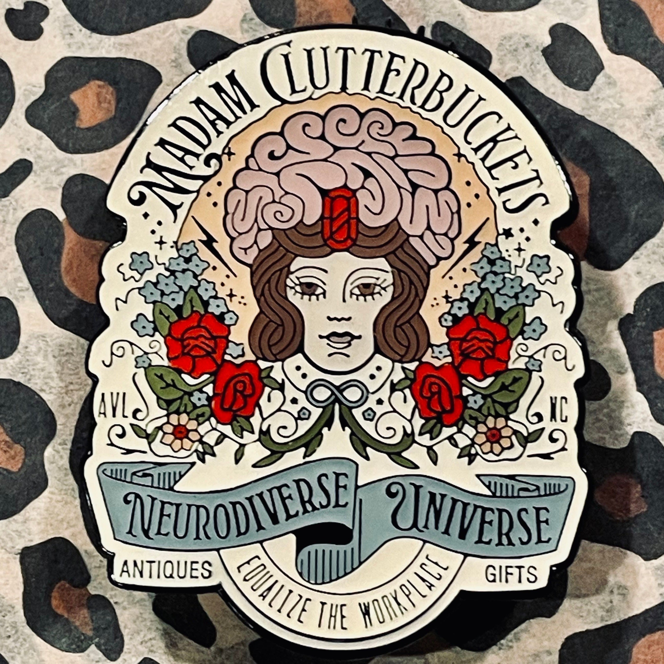 Madam Clutterbucket's Neurodiverse Universe Logo Enamel Pin
