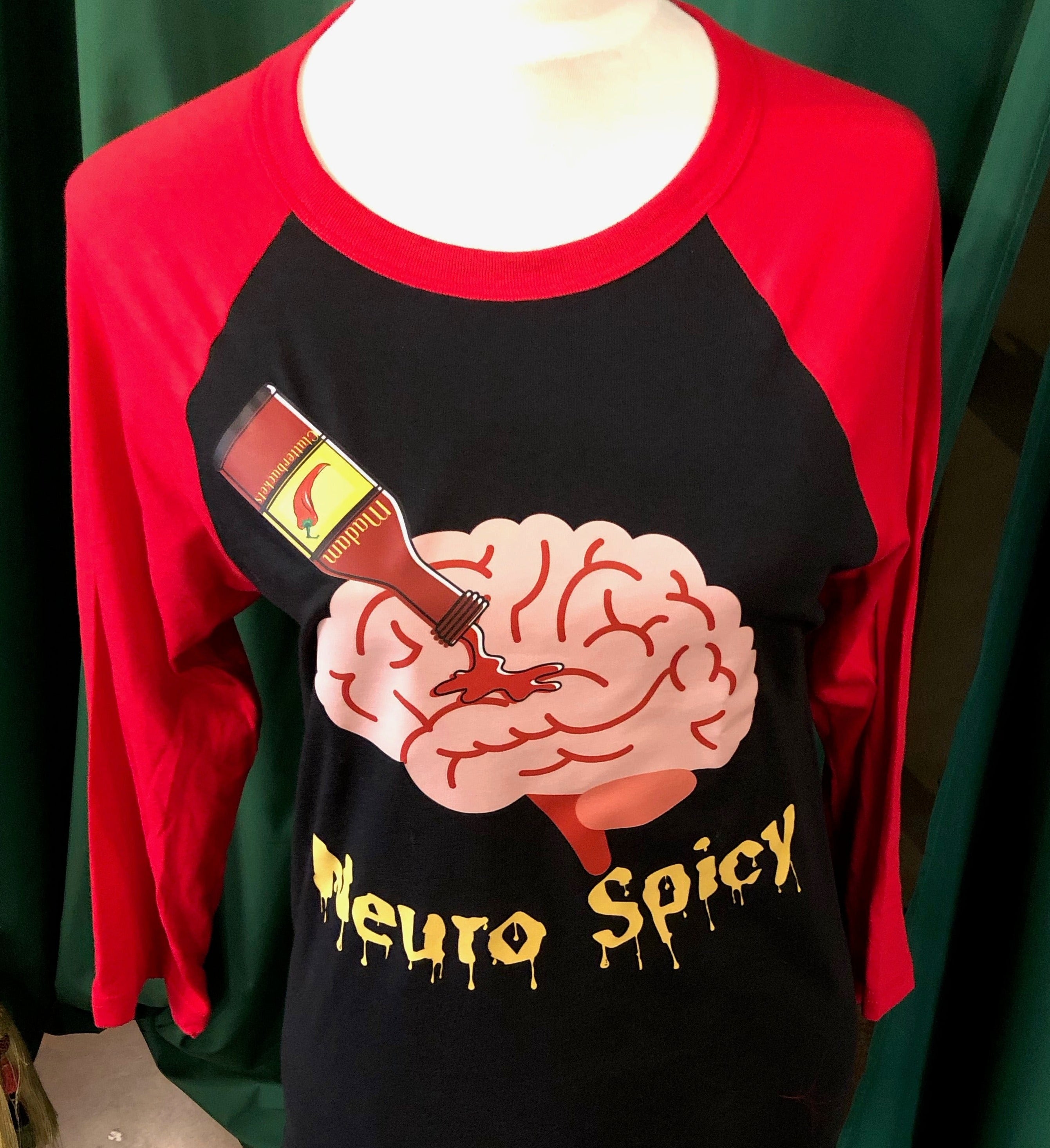 Neuro Spicy Full Color Logo Baseball Tee by Madam Clutterbucket's!