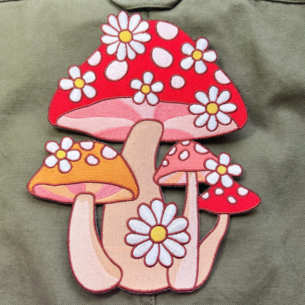 Mushroom & Daisy Cluster Patch - XL Back Patch