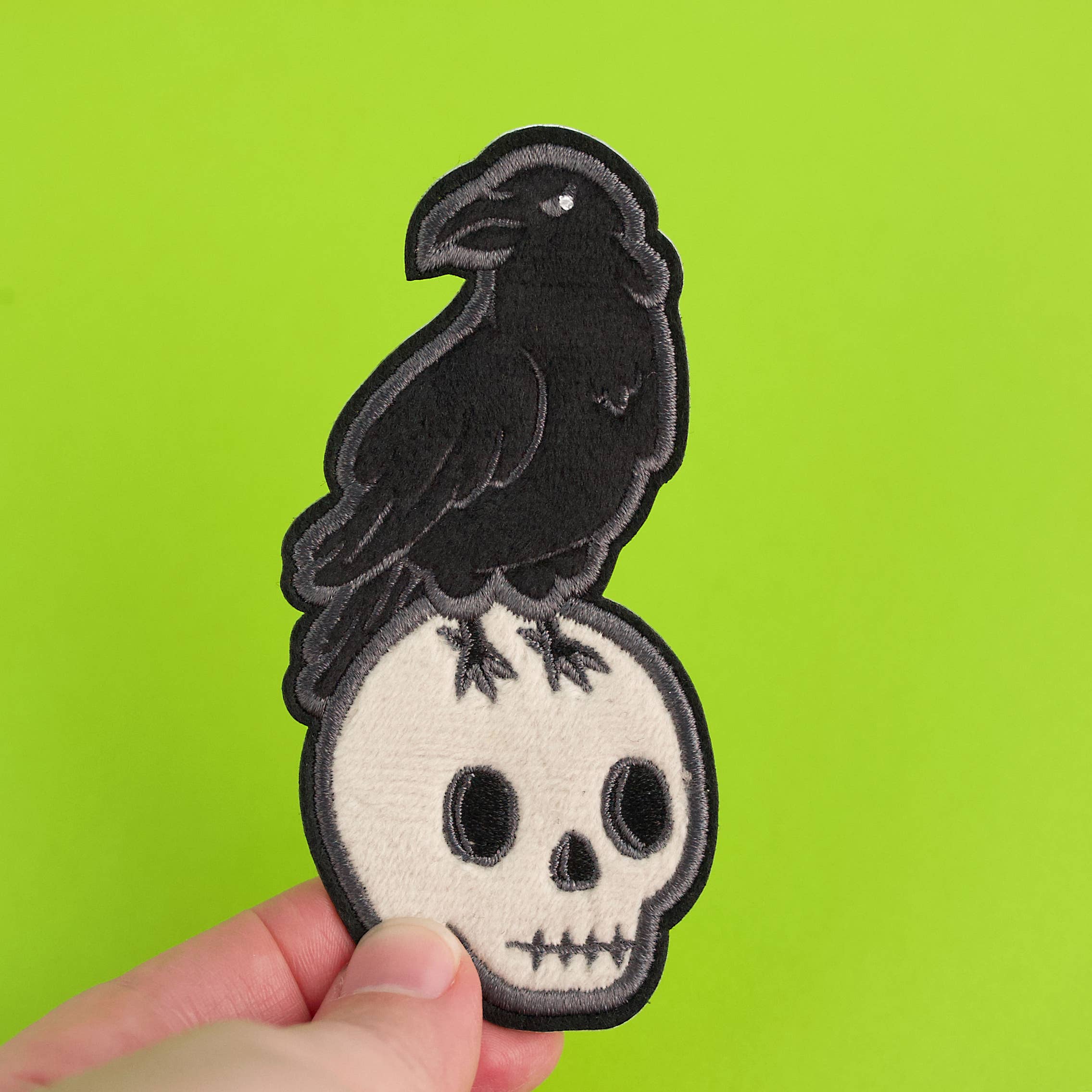 The Raven Fuzzy Plush Patch - Adhesive Backed for Sewing On