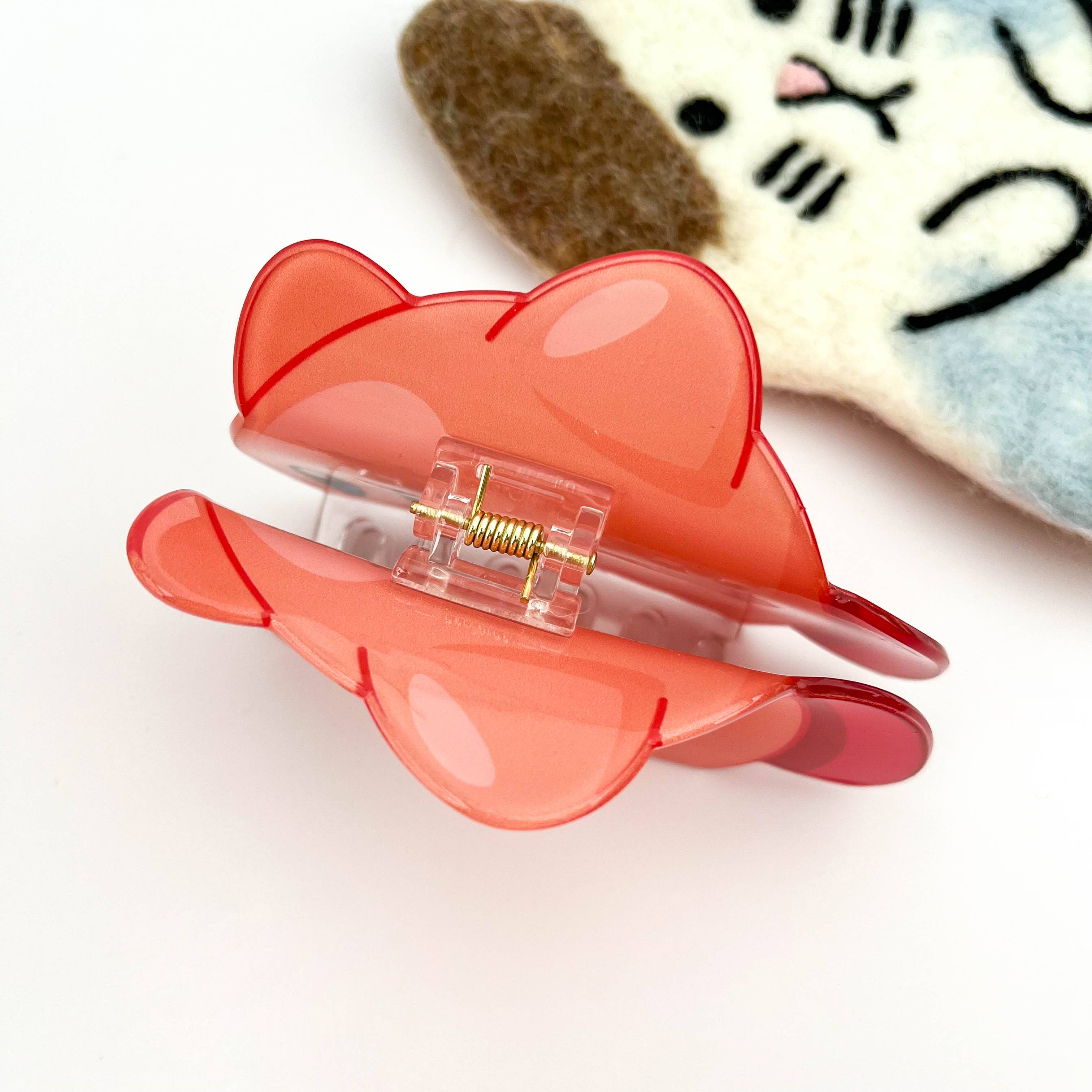 Cute Cartoon Monster Cat Acetate Hair Claw Clip: Pink