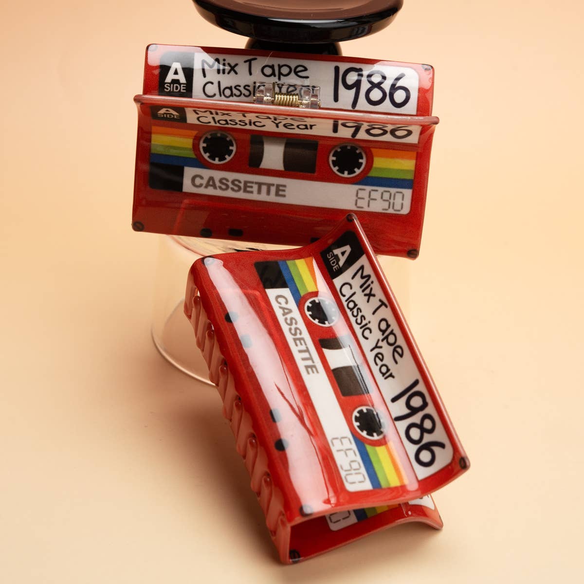 Mix Tape Classic Year 1986 Cassette Hair Claw Clip: Red