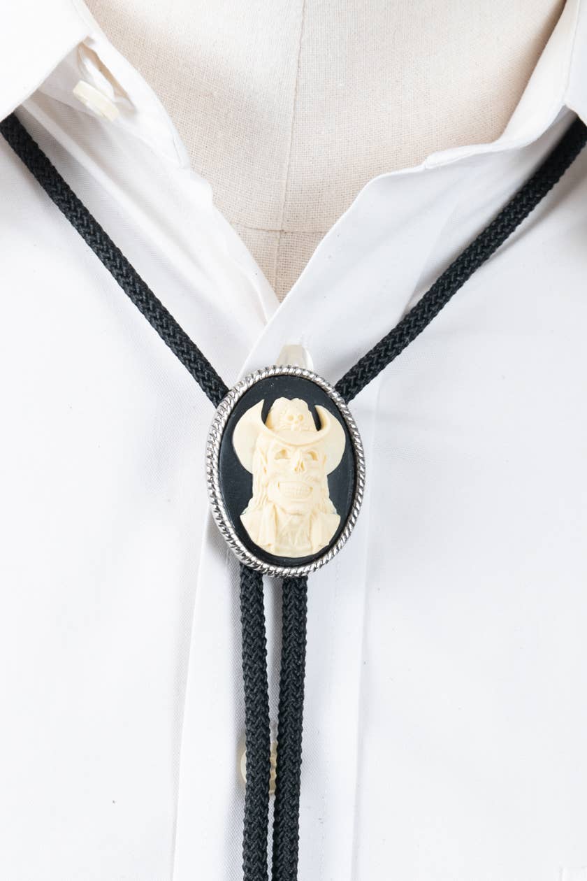 Cowboy Skull Cameo Bolo Tie