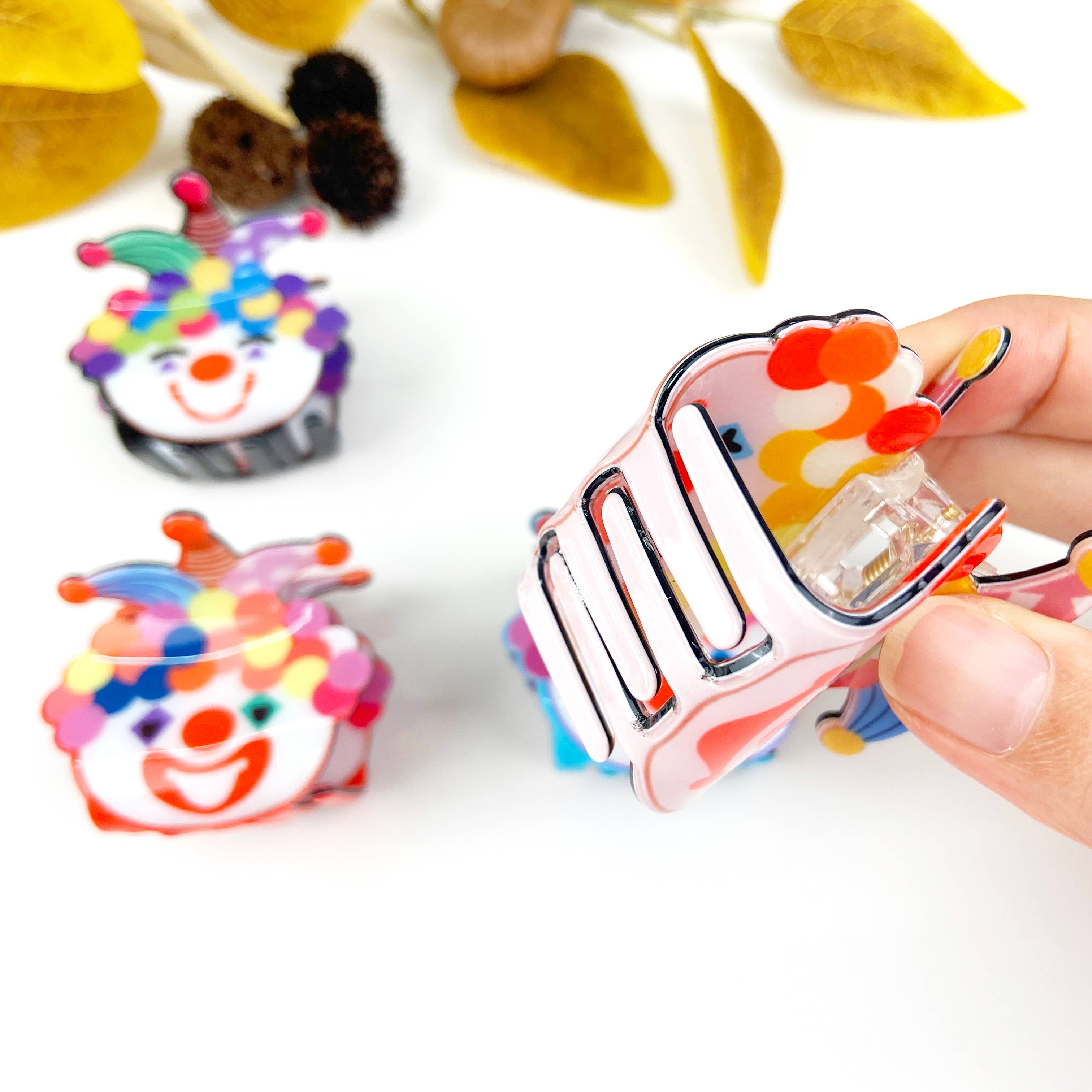 Cute cartoon clown hair claw clip