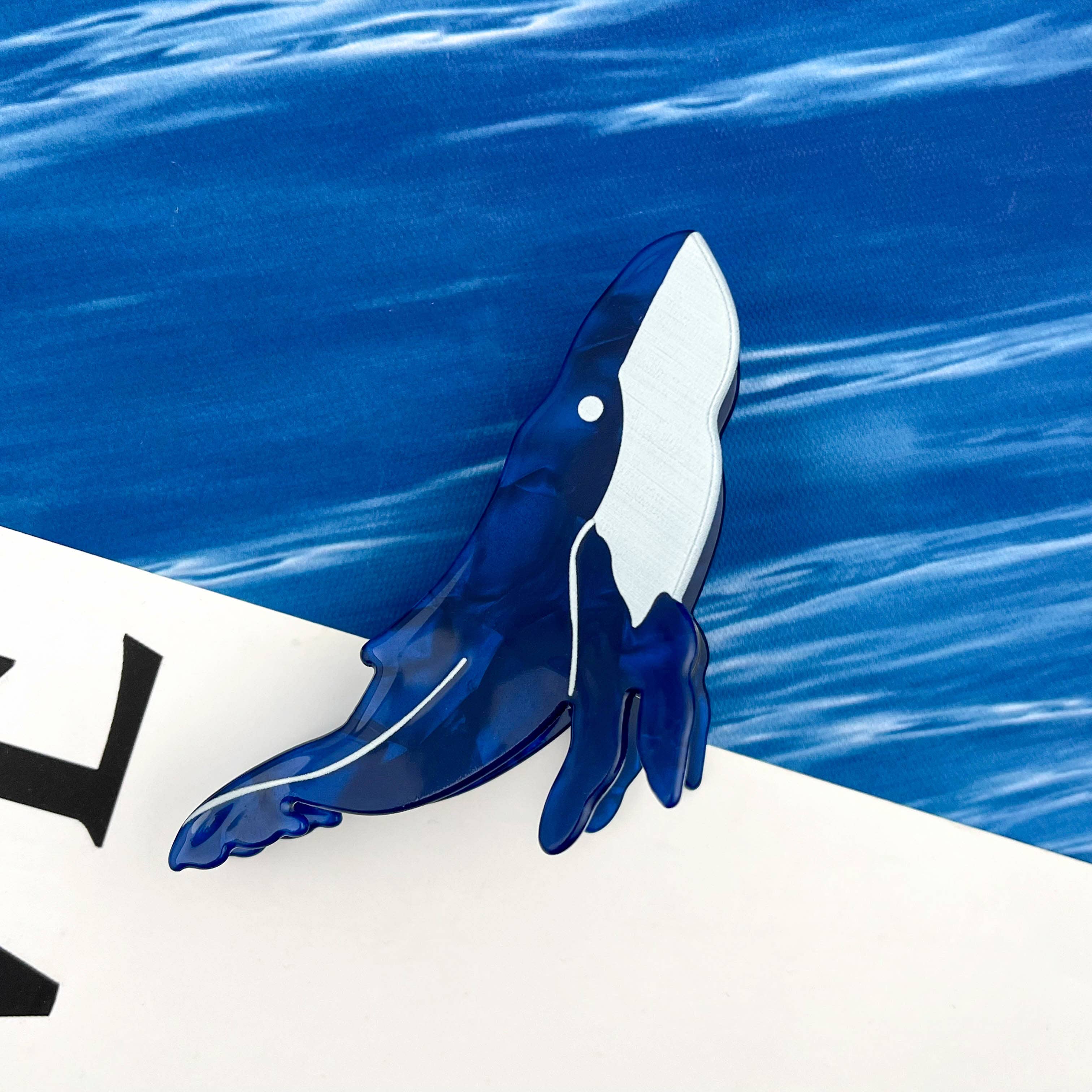 Deep Blue Dolphin Hair Claw Clip, Ocean-Inspired Accessory