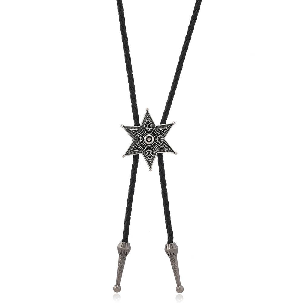 Western Six-Pointed Star Bolo Tie Necklace: Color / M
