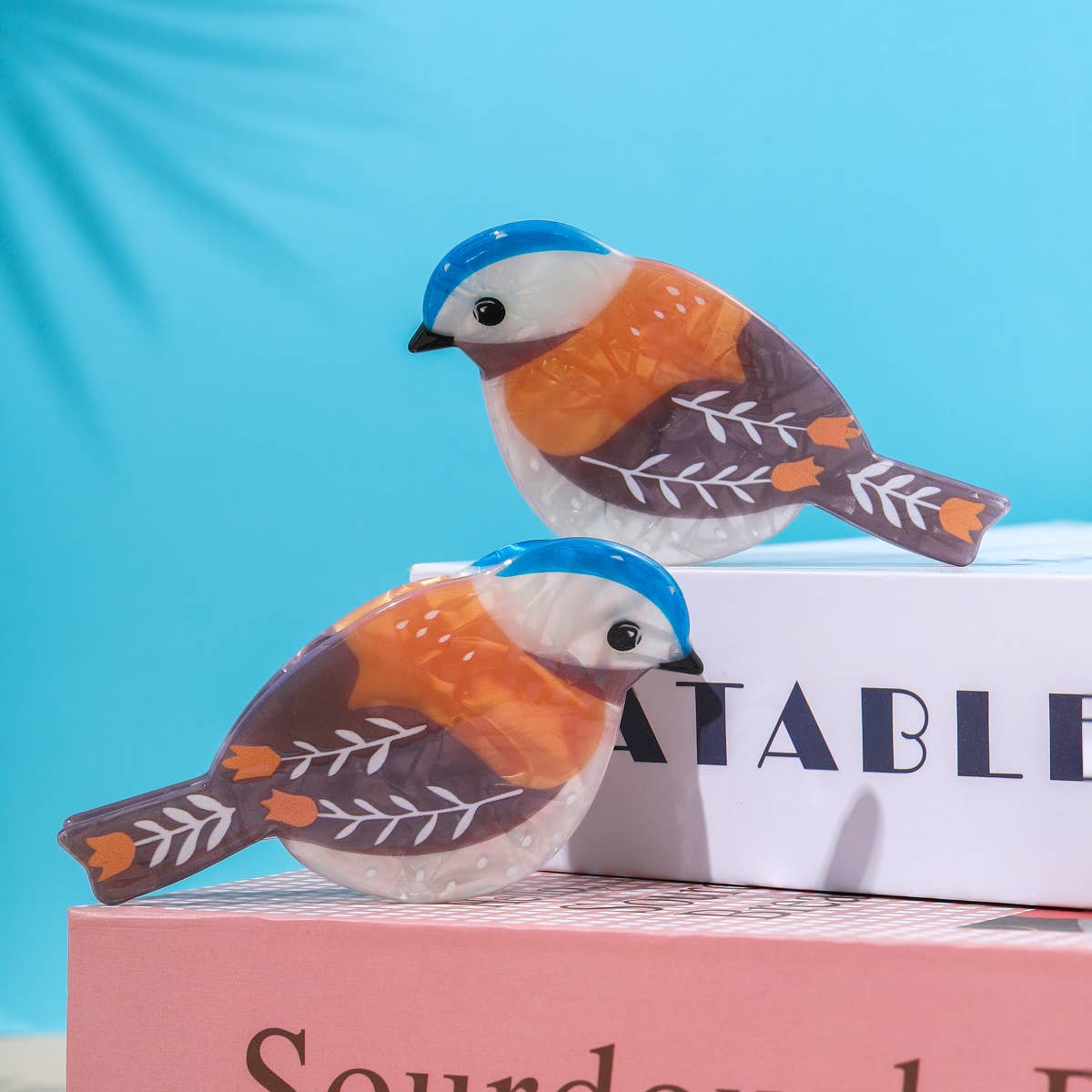 Cartoon Eurasian Blue Tit Bird Print  Hair Claw Clip: A