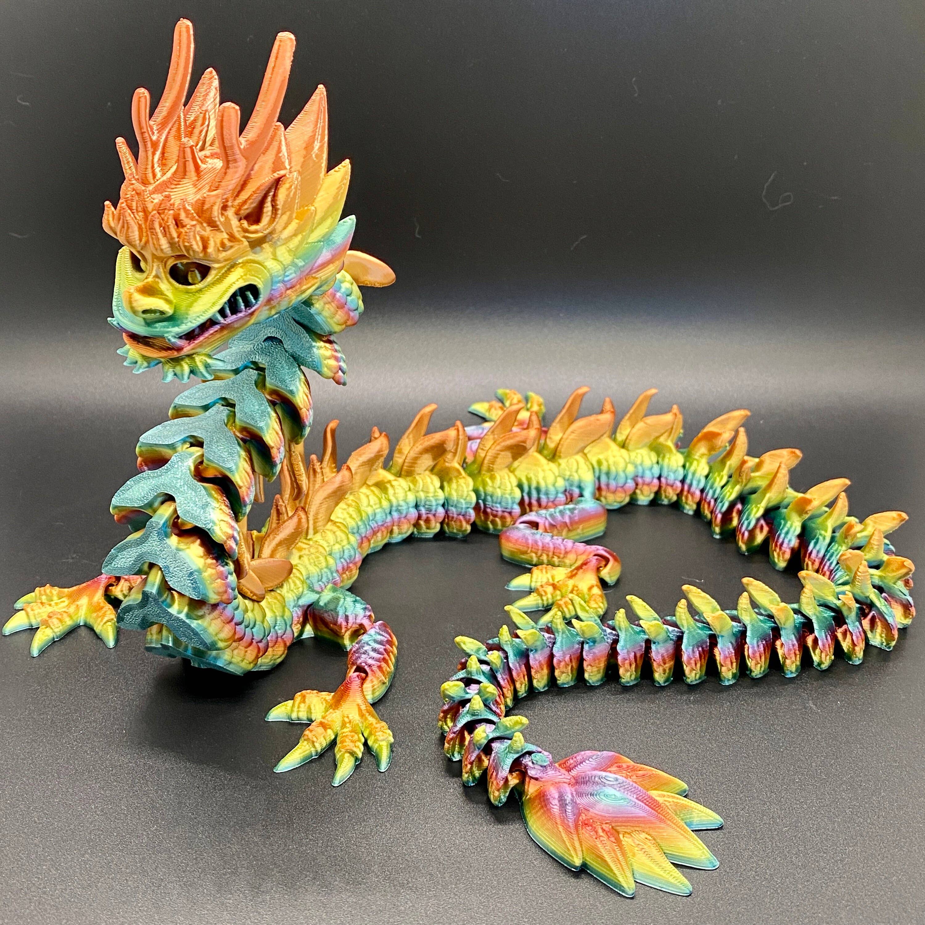 Chinese Imperial Dragon 3D Printed Articulated Toy Rainbow: Silk Green / Small Dragon
