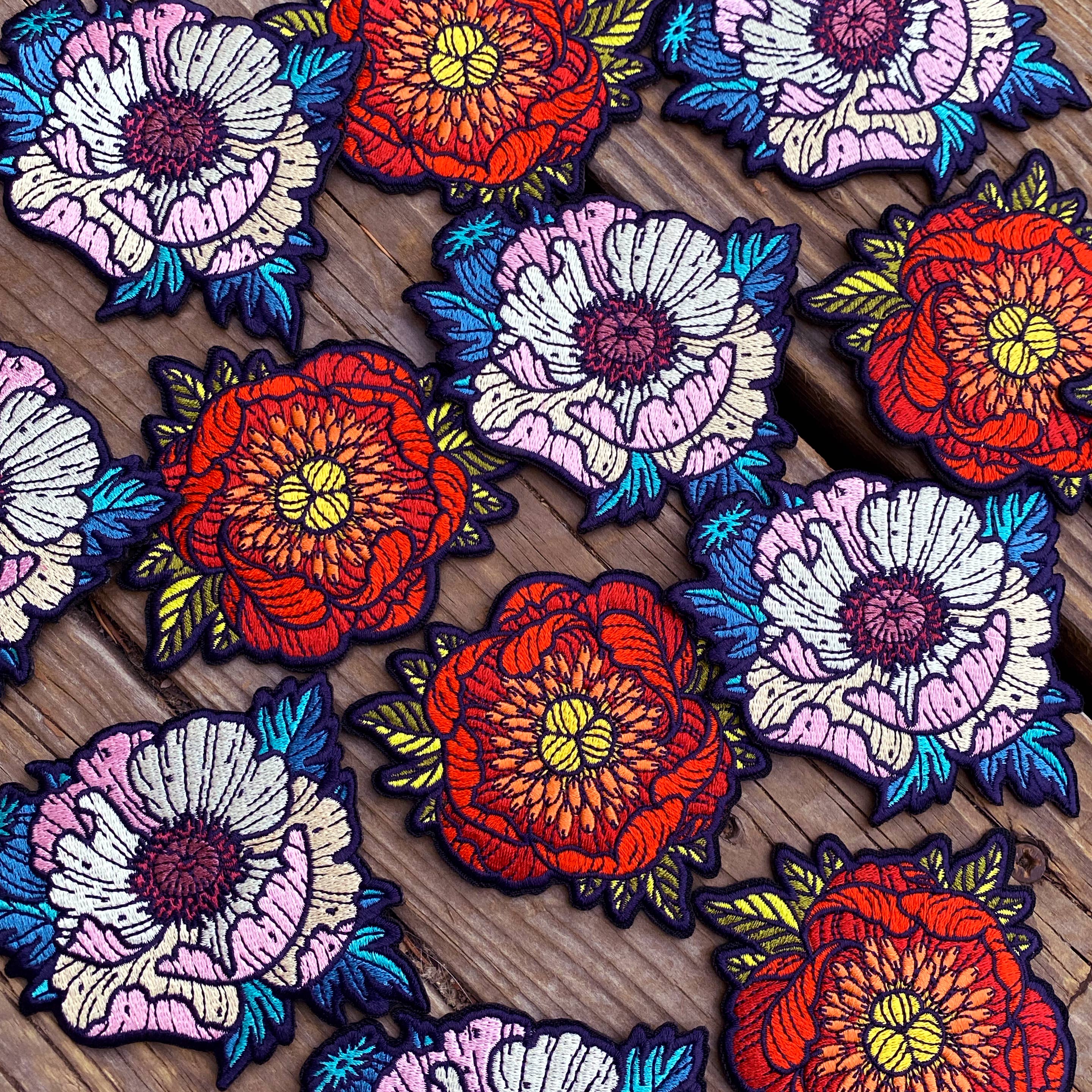 Peony Embroidered Patch