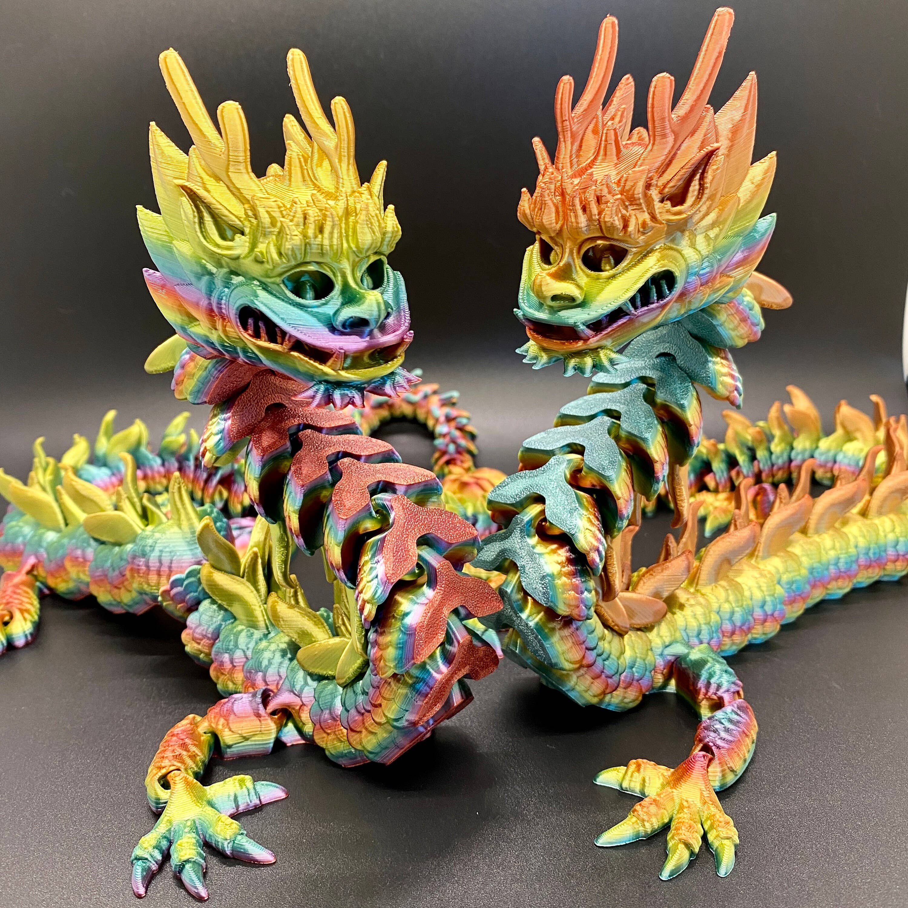 Chinese Imperial Dragon 3D Printed Articulated Toy Rainbow: Silk Green / Small Dragon