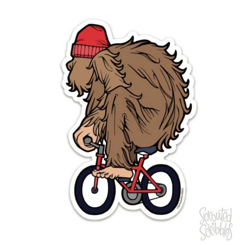 Yeti Biker Sticker - Bigfoot Sasquatch Funny Cute: SMALL 3.5" (8.9cm)