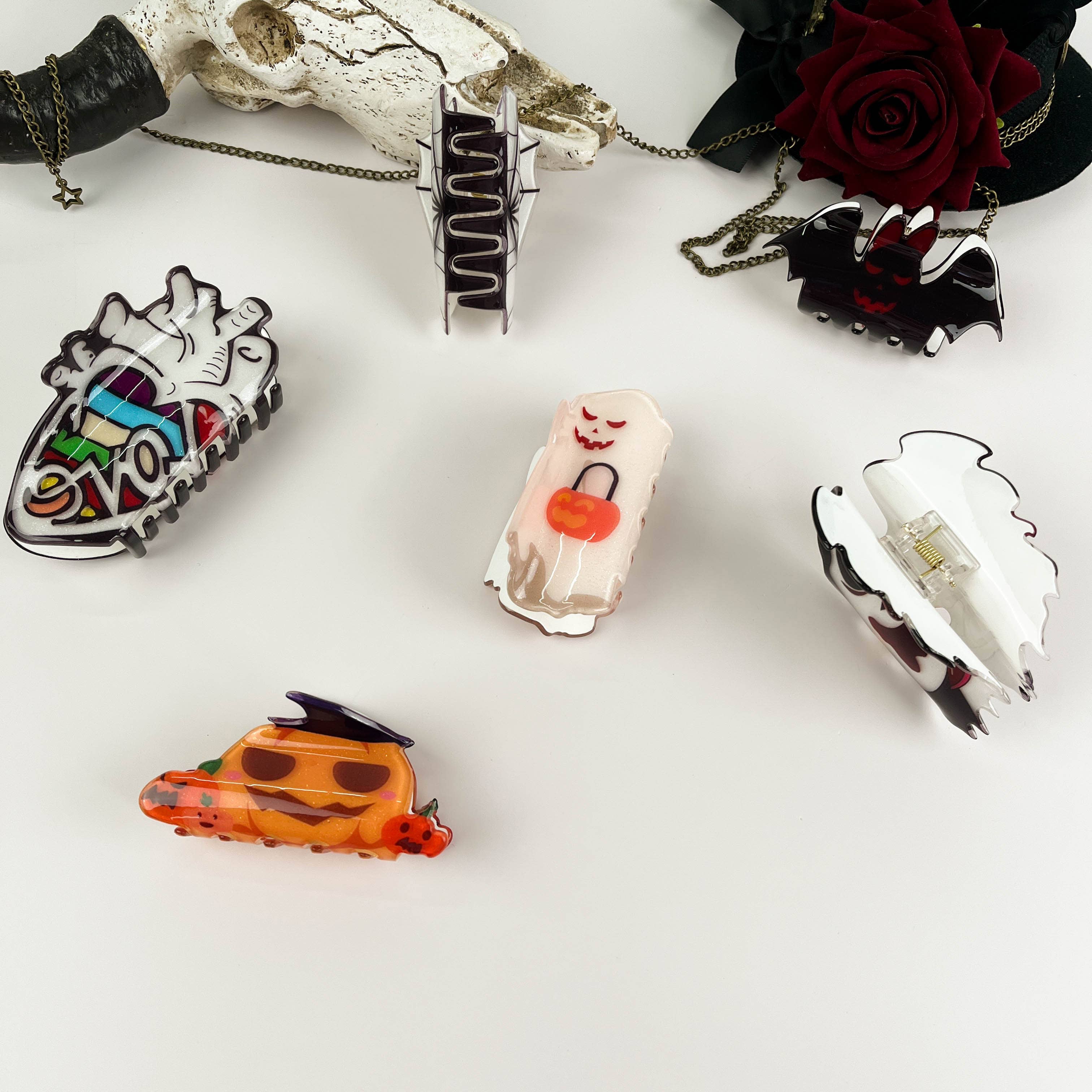 Halloween cute ghost hair claw clip: Bat