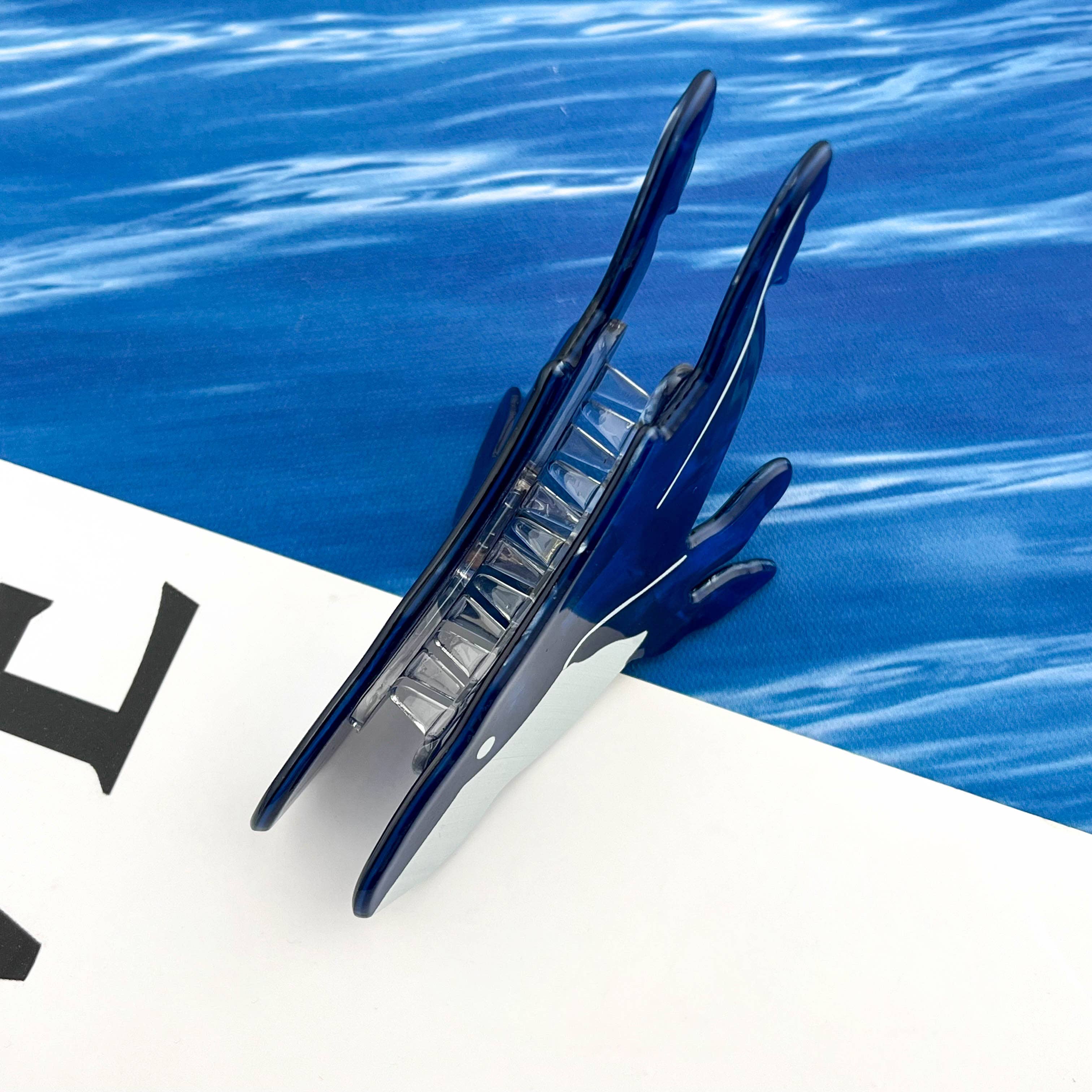 Deep Blue Dolphin Hair Claw Clip, Ocean-Inspired Accessory