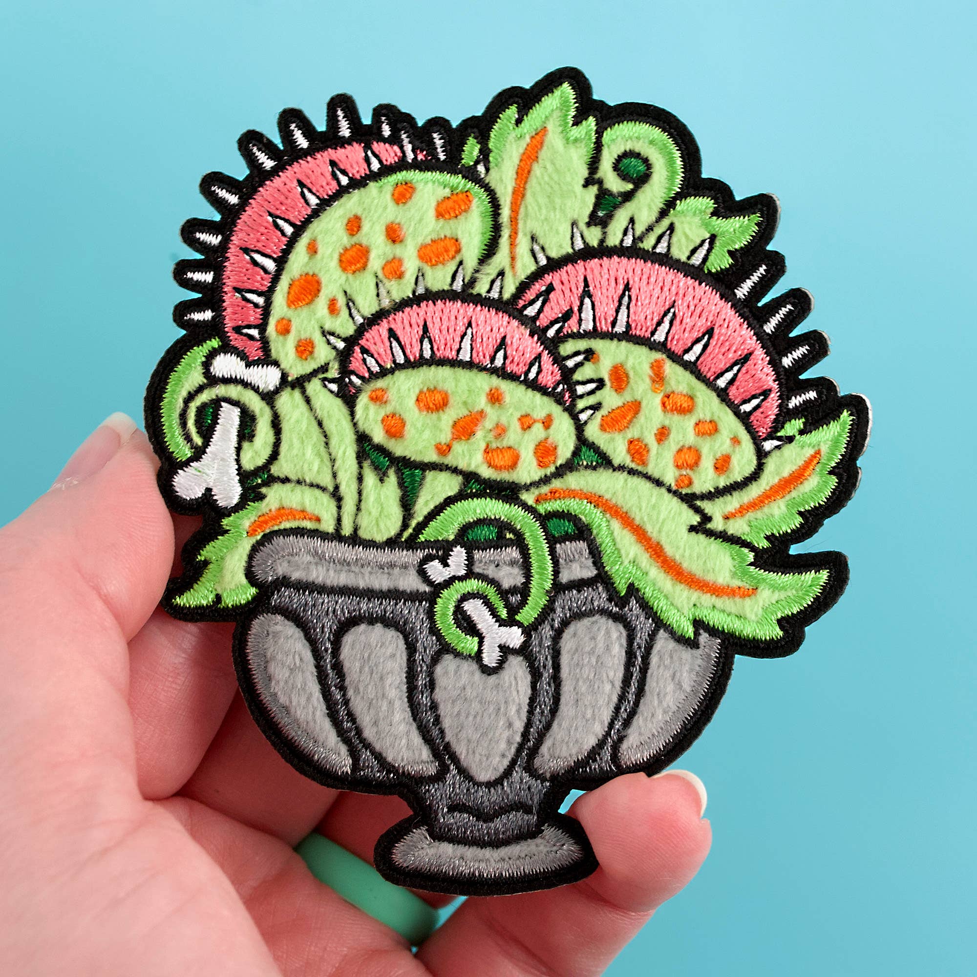 Venus Fly Trap Fuzzy Plush Patch - Adhesive Backed for Sewing On