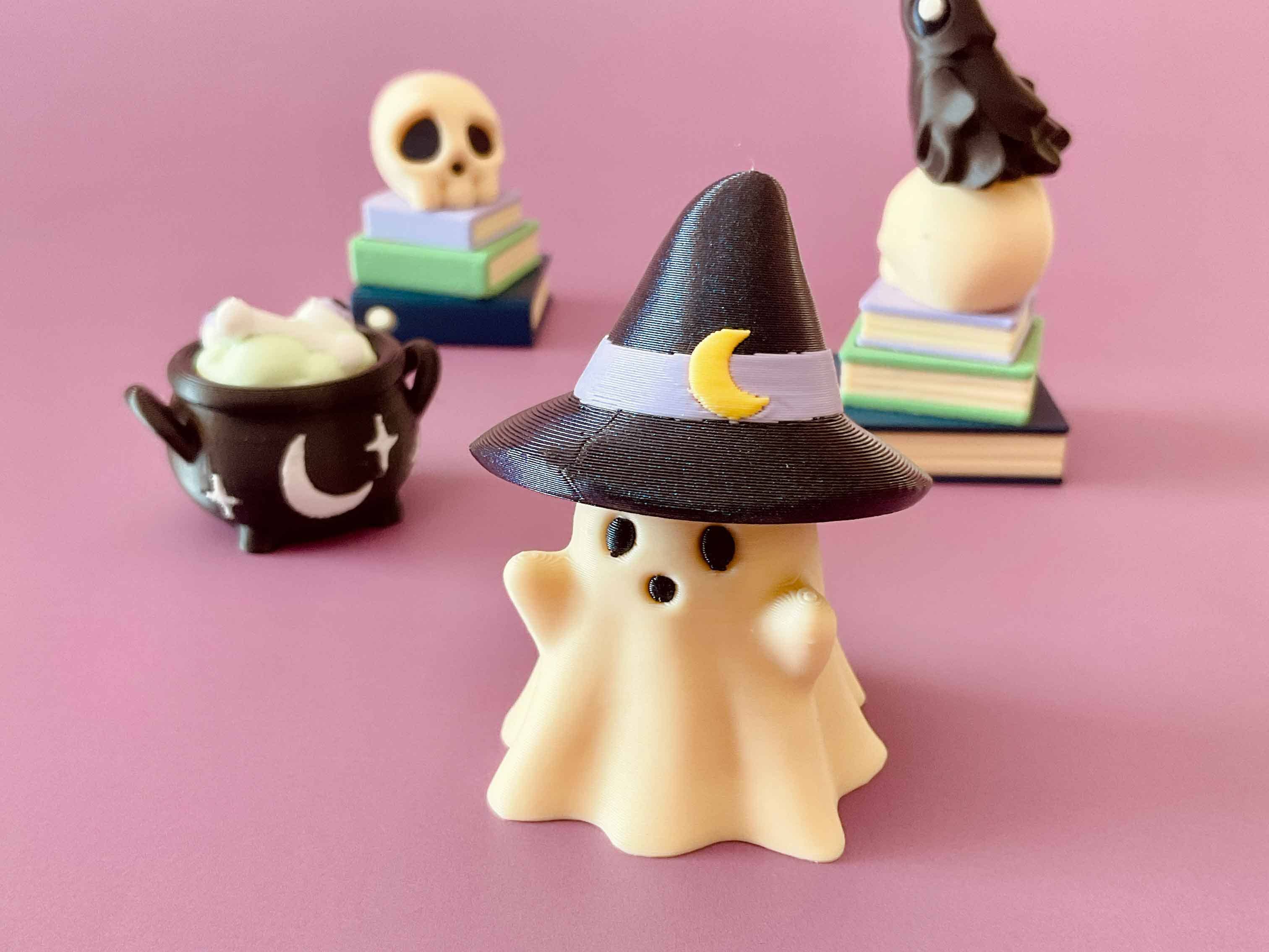 Witch’s Lair Halloween Clicker 3D Printed Fidget Keychain: Ghost Witch