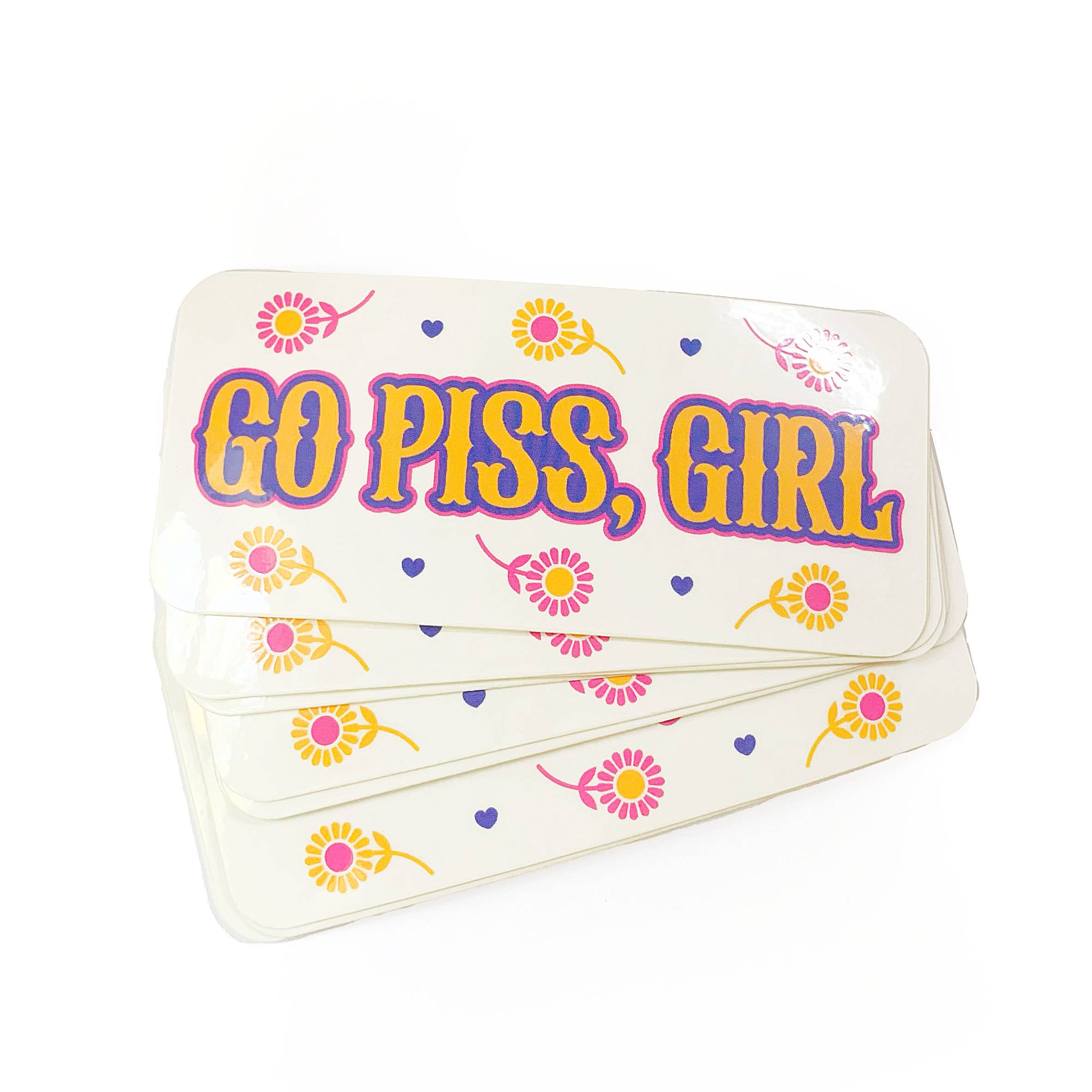 Go Piss, Girl Floral Retro Clear Vinyl Decal Sticker