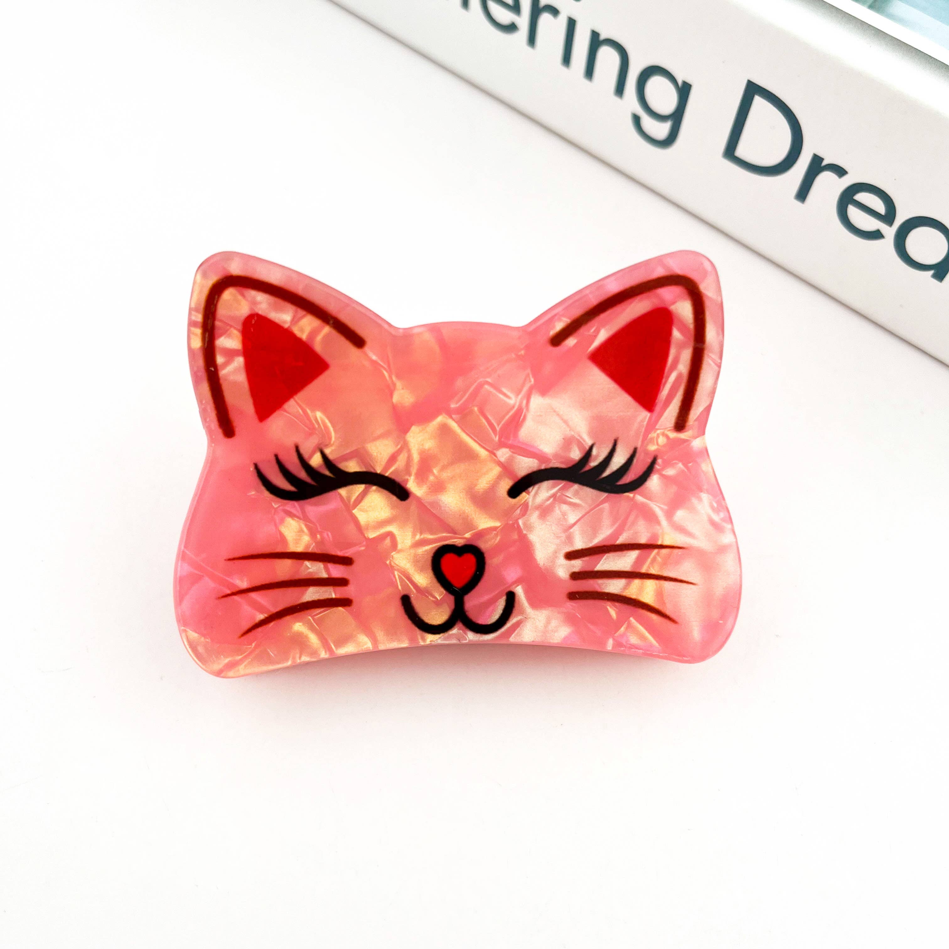 Smiling Cat Claw Clip: White