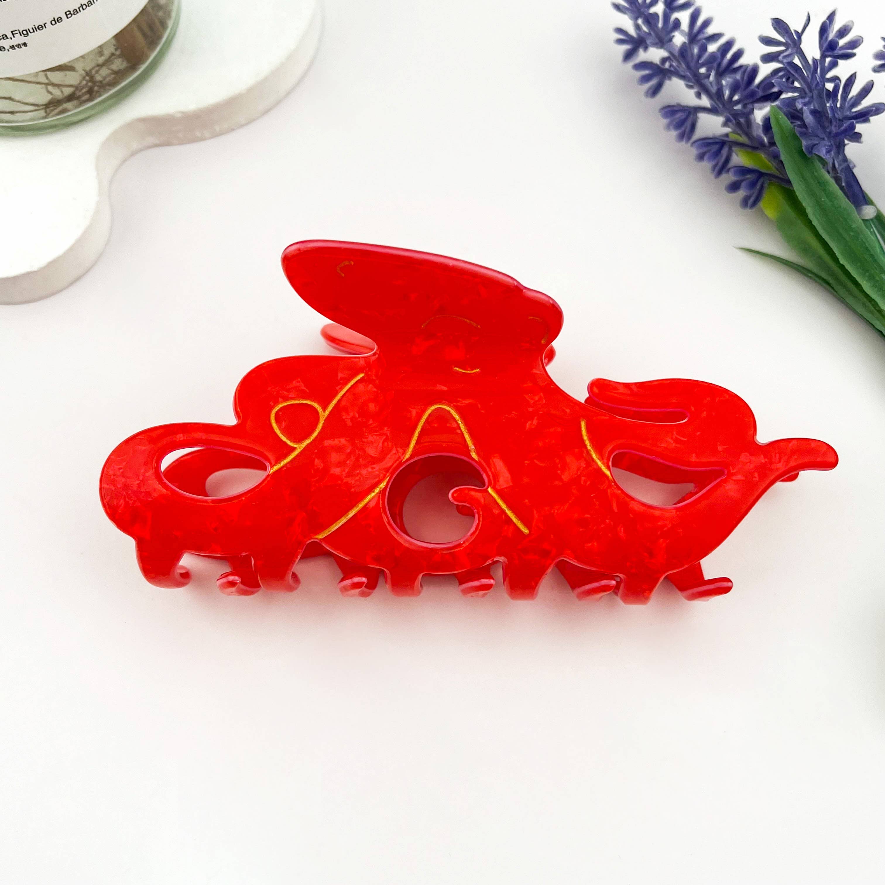 Iridescent Octopus Hair Claw, Ocean Animal Hair Clip: Purple