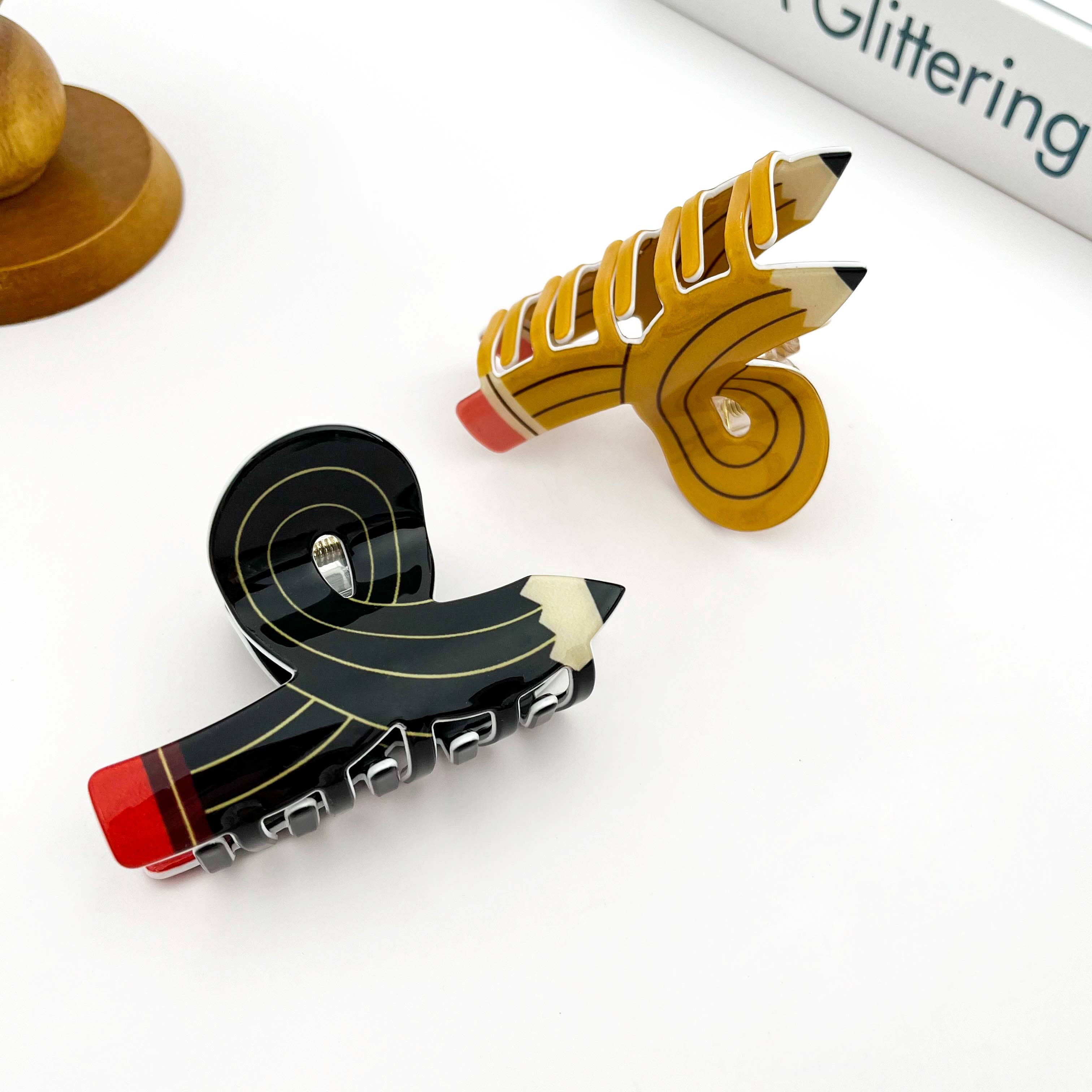 Pencil Claw Clip, Playful Stationery-Inspired Hair Clip: Yellow