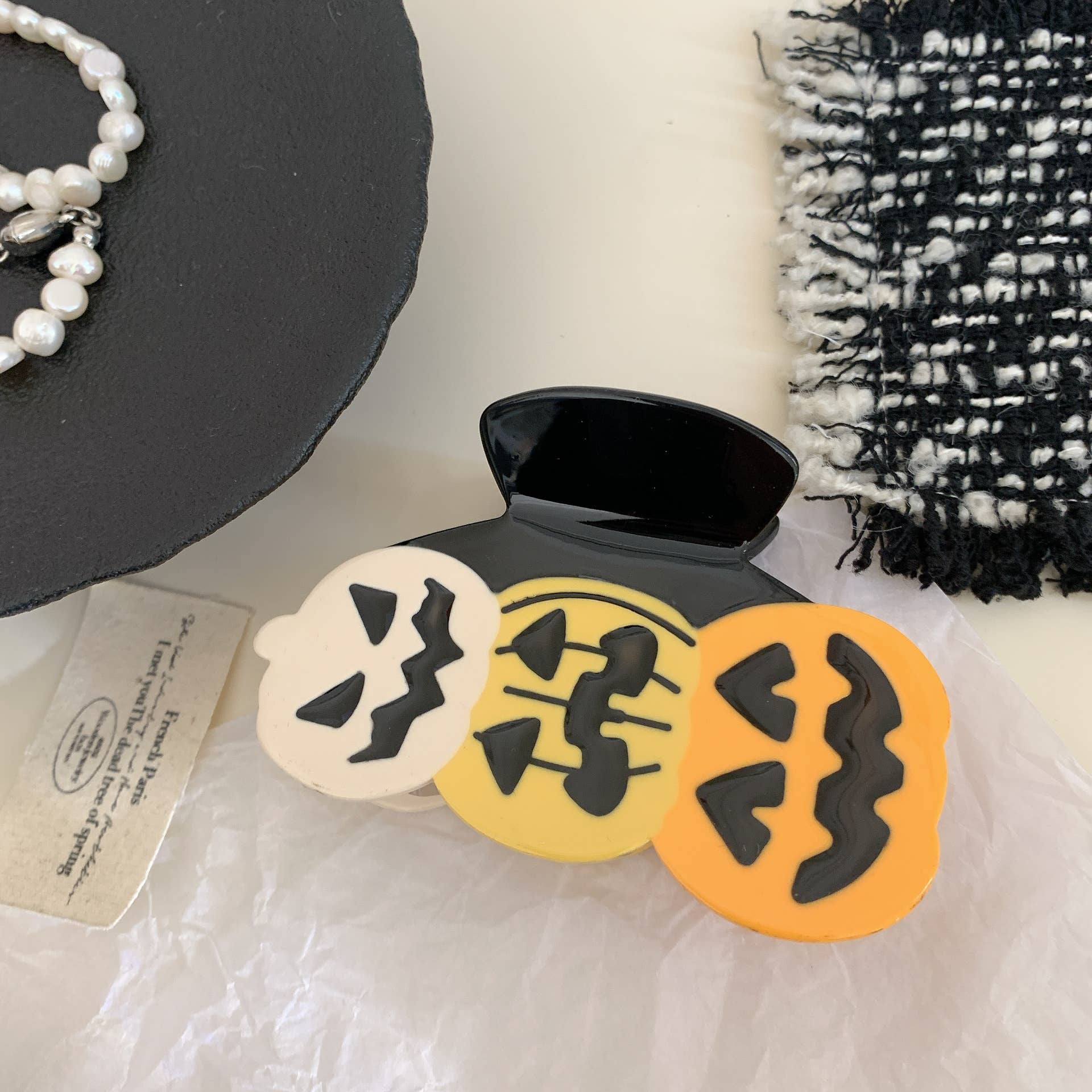 Festive Halloween Hair Claw,  Ghost & Pumpkin Hair Clips: Ghost