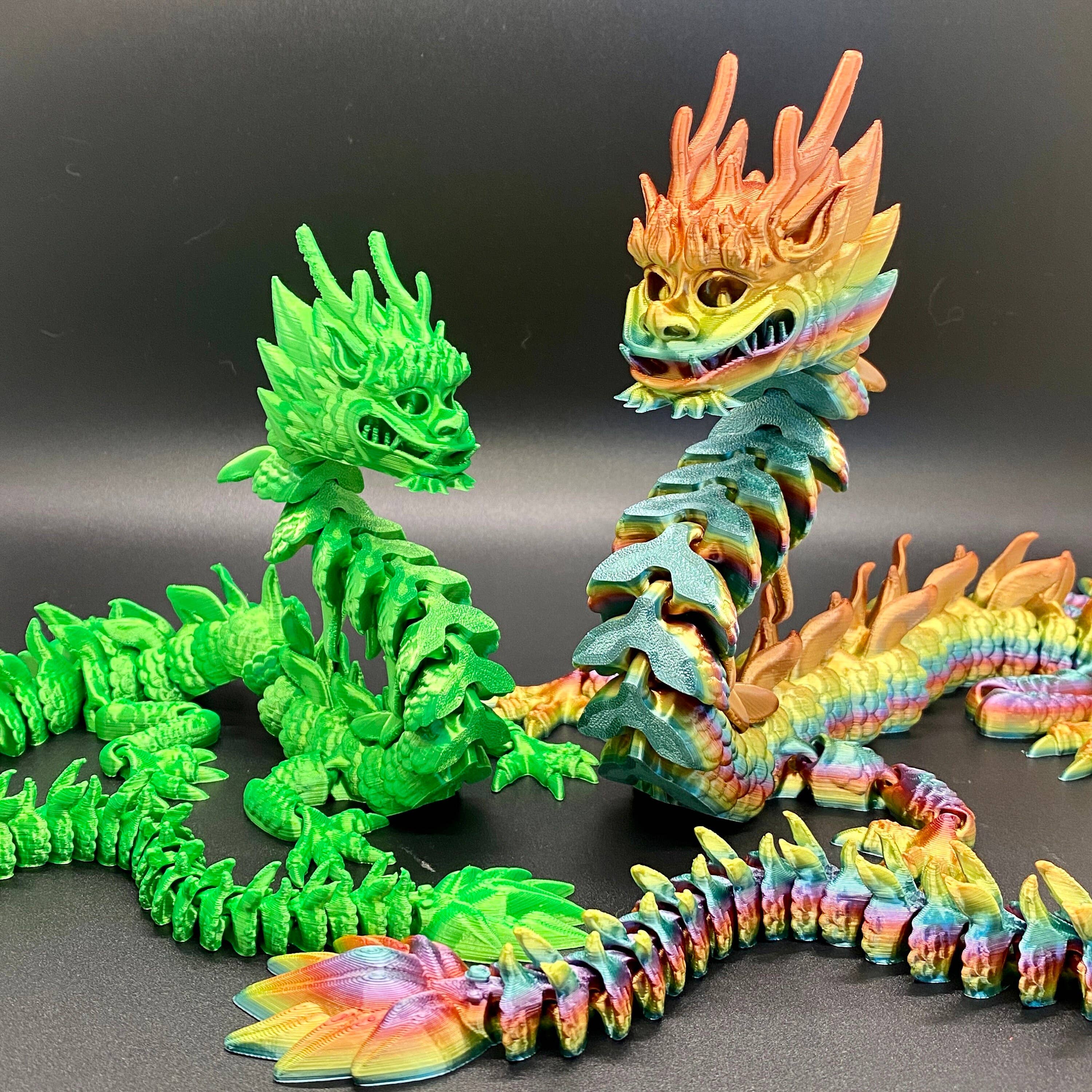 Chinese Imperial Dragon 3D Printed Articulated Toy Rainbow: Silk Green / Small Dragon