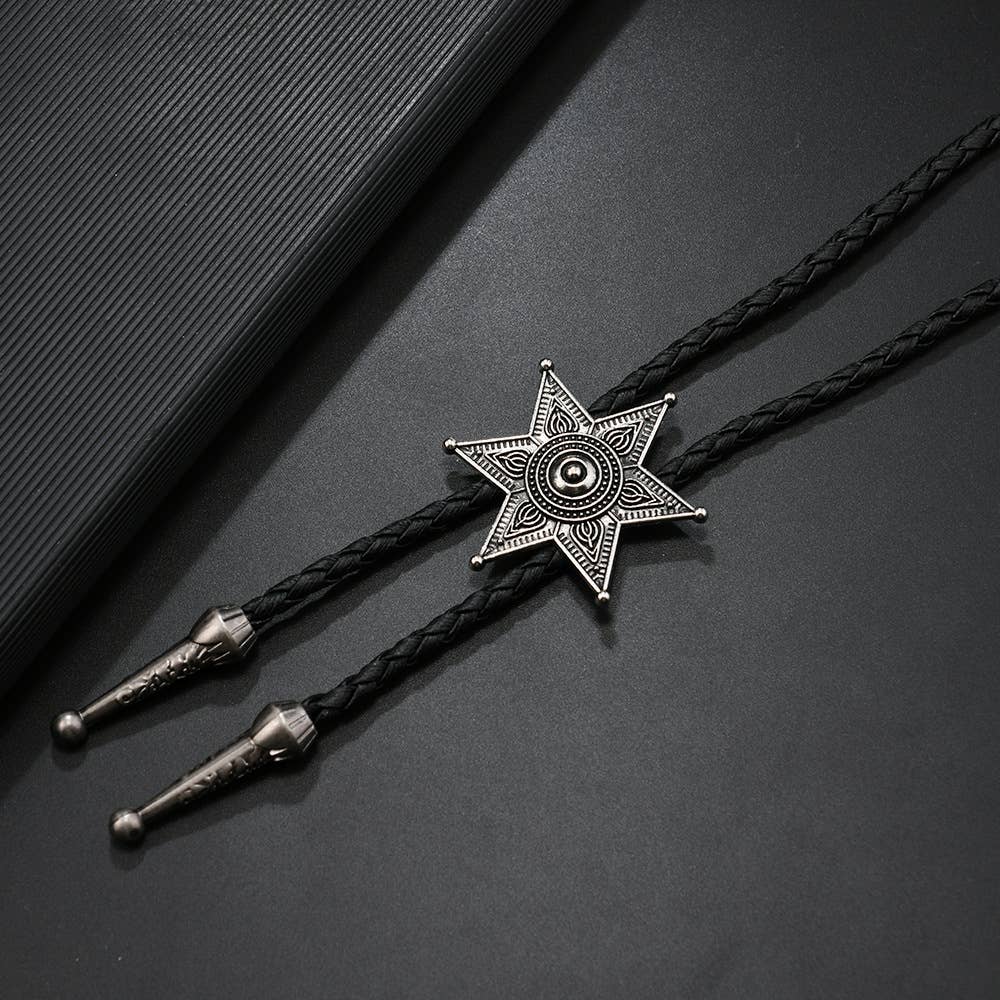 Western Six-Pointed Star Bolo Tie Necklace: Color / M
