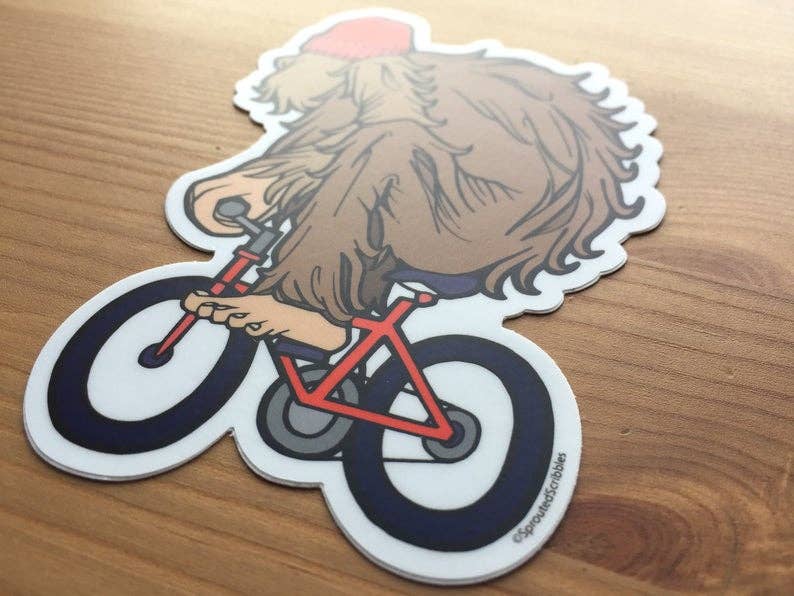 Yeti Biker Sticker - Bigfoot Sasquatch Funny Cute: SMALL 3.5" (8.9cm)