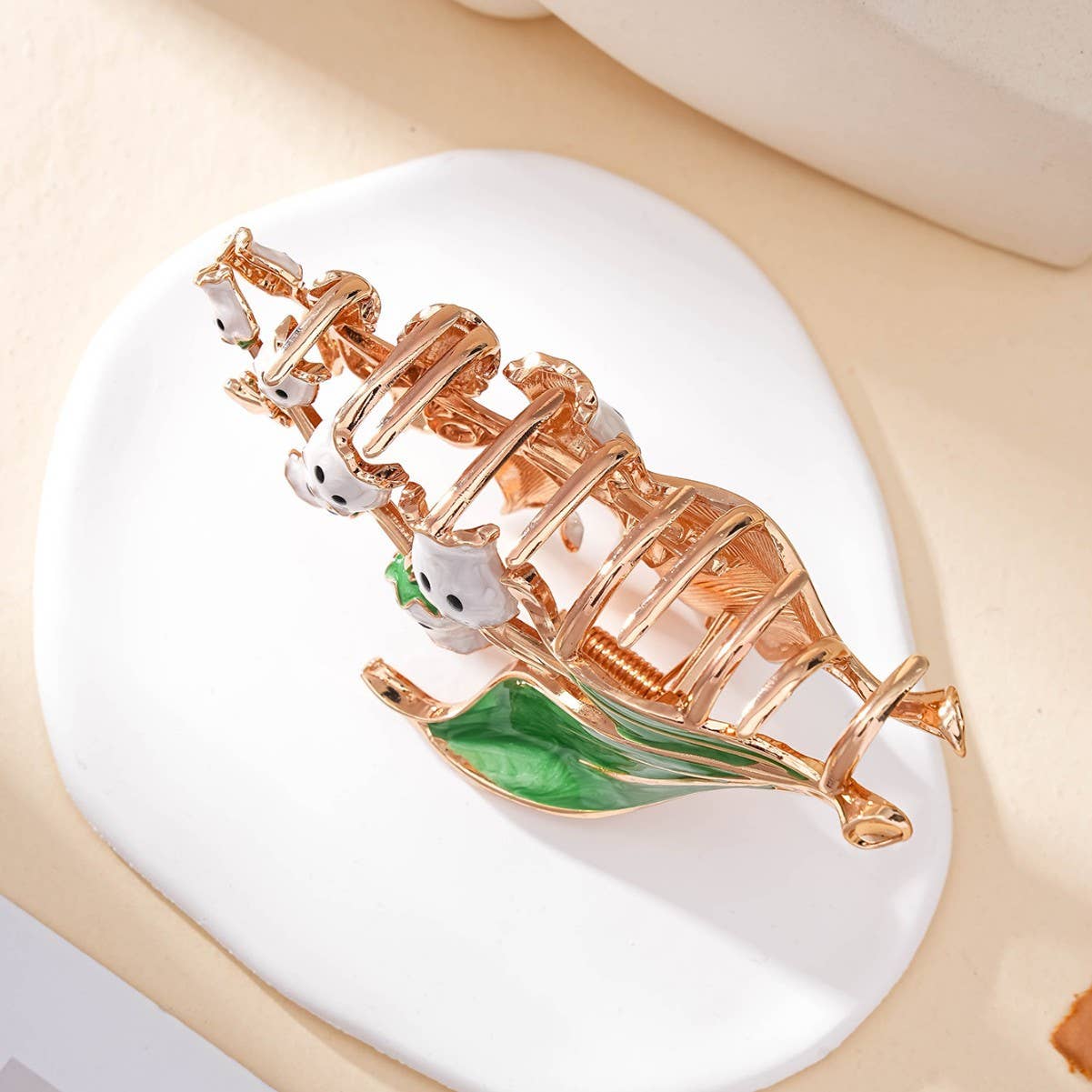 Ghost Lily of the Valley Metal Hair Claw Clip