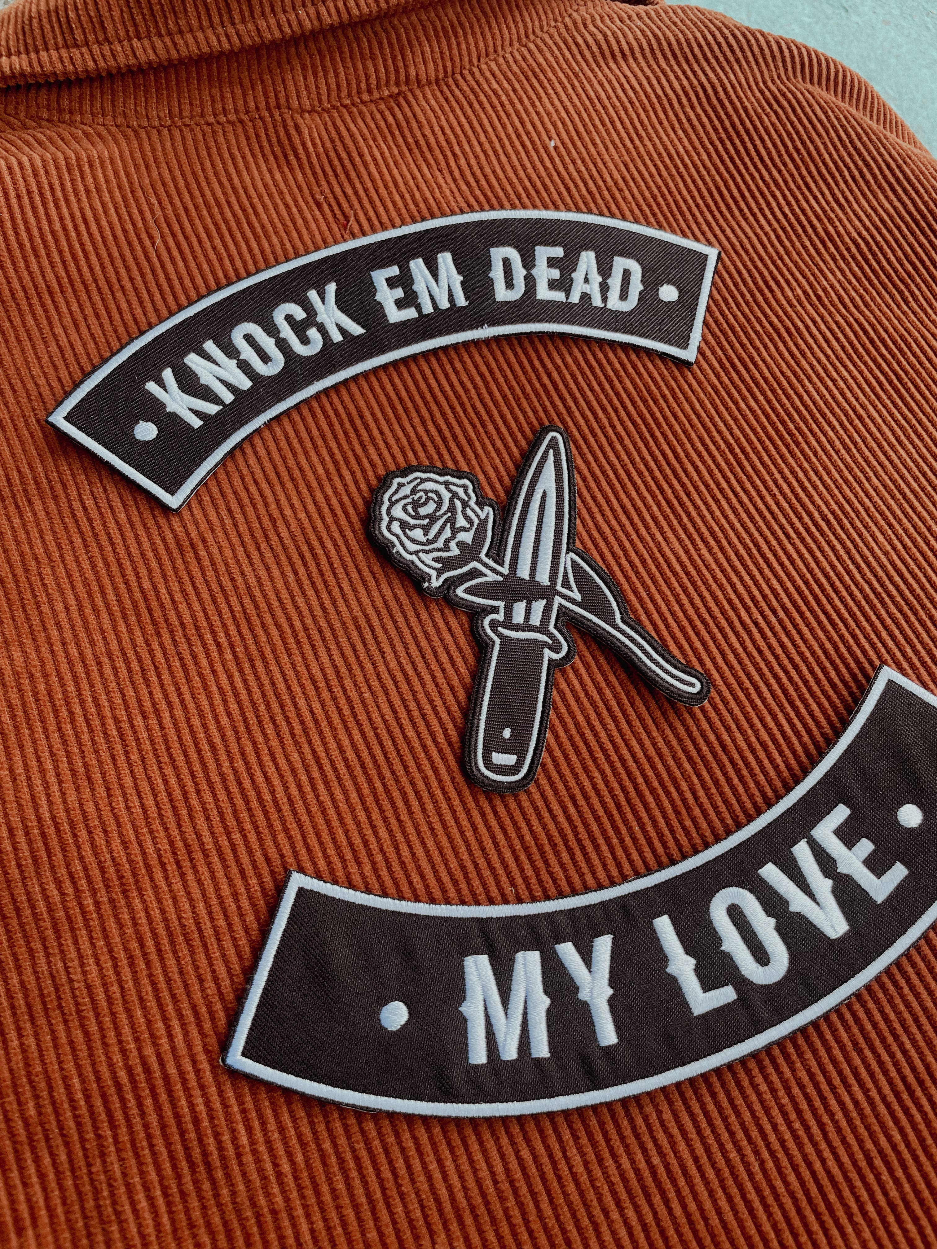 Knock Em Dead Back Patch - Large Embroidered Iron-On Patch -
