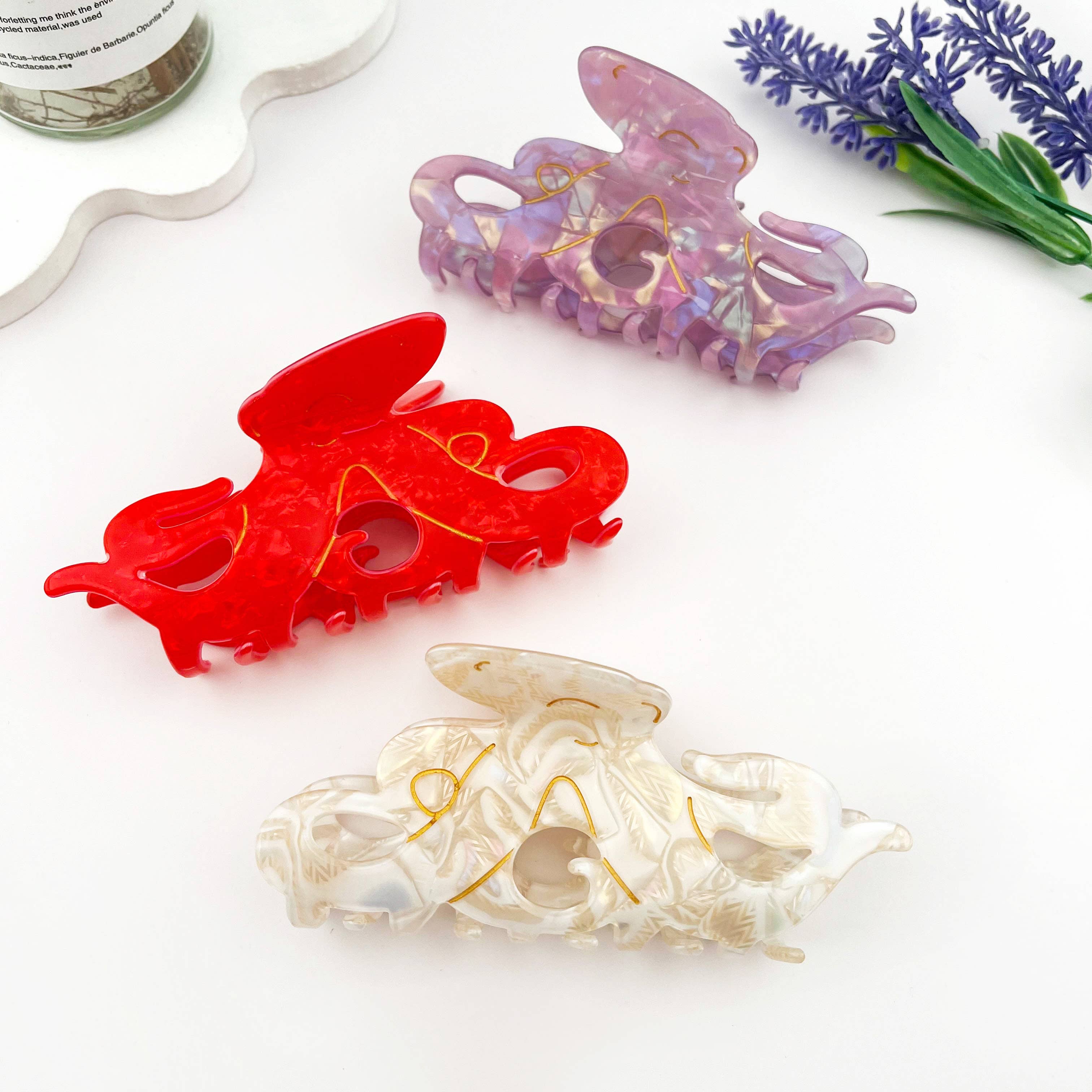 Iridescent Octopus Hair Claw, Ocean Animal Hair Clip: Purple