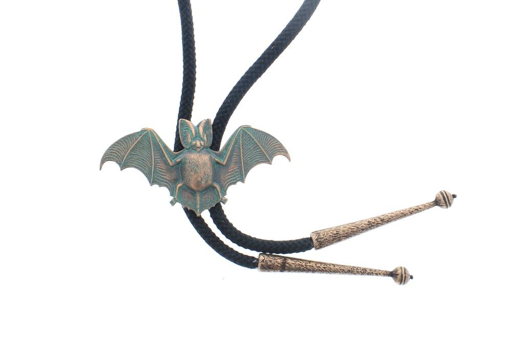 Oxidized Patina Bat Bolo Tie