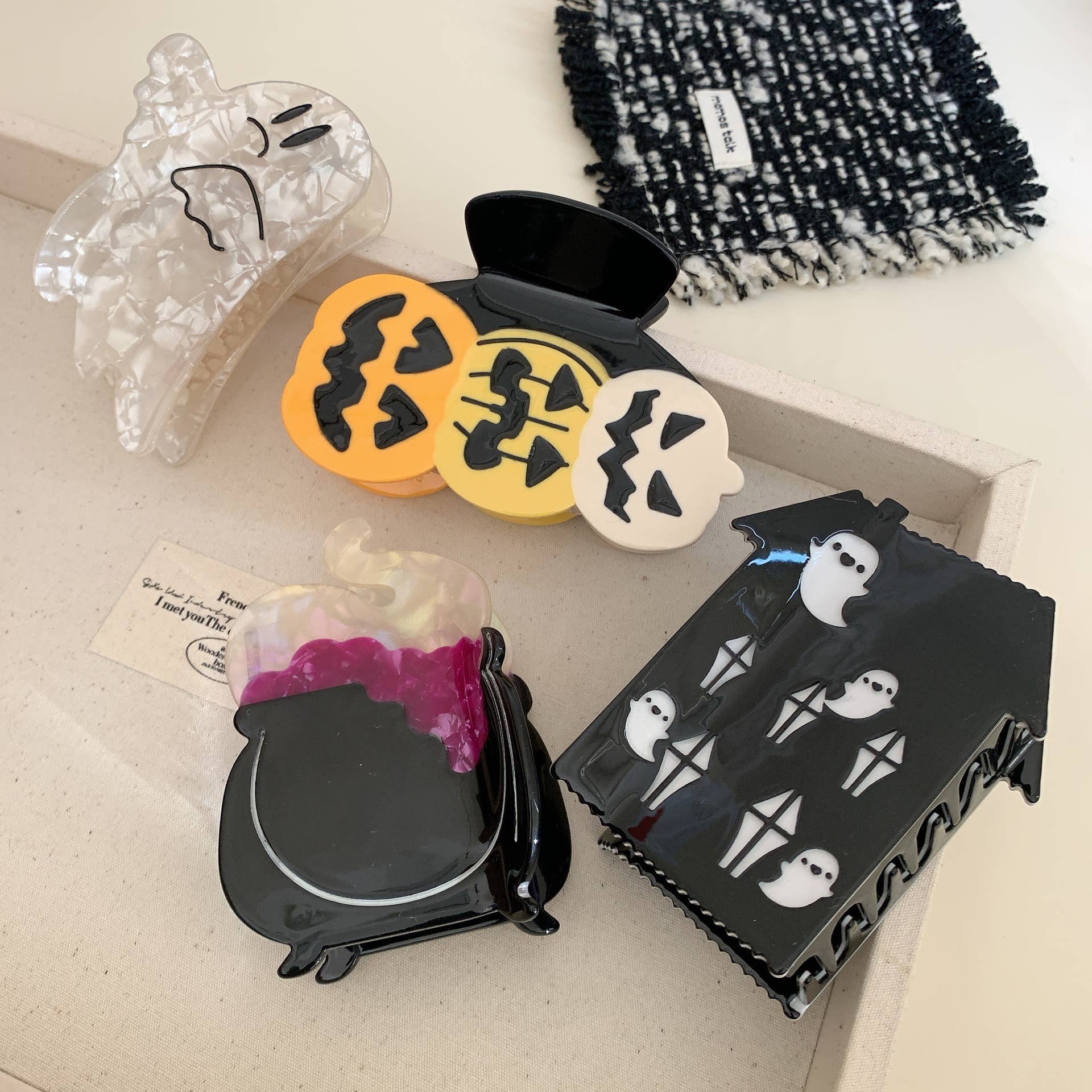 Festive Halloween Hair Claw,  Ghost & Pumpkin Hair Clips: Ghost