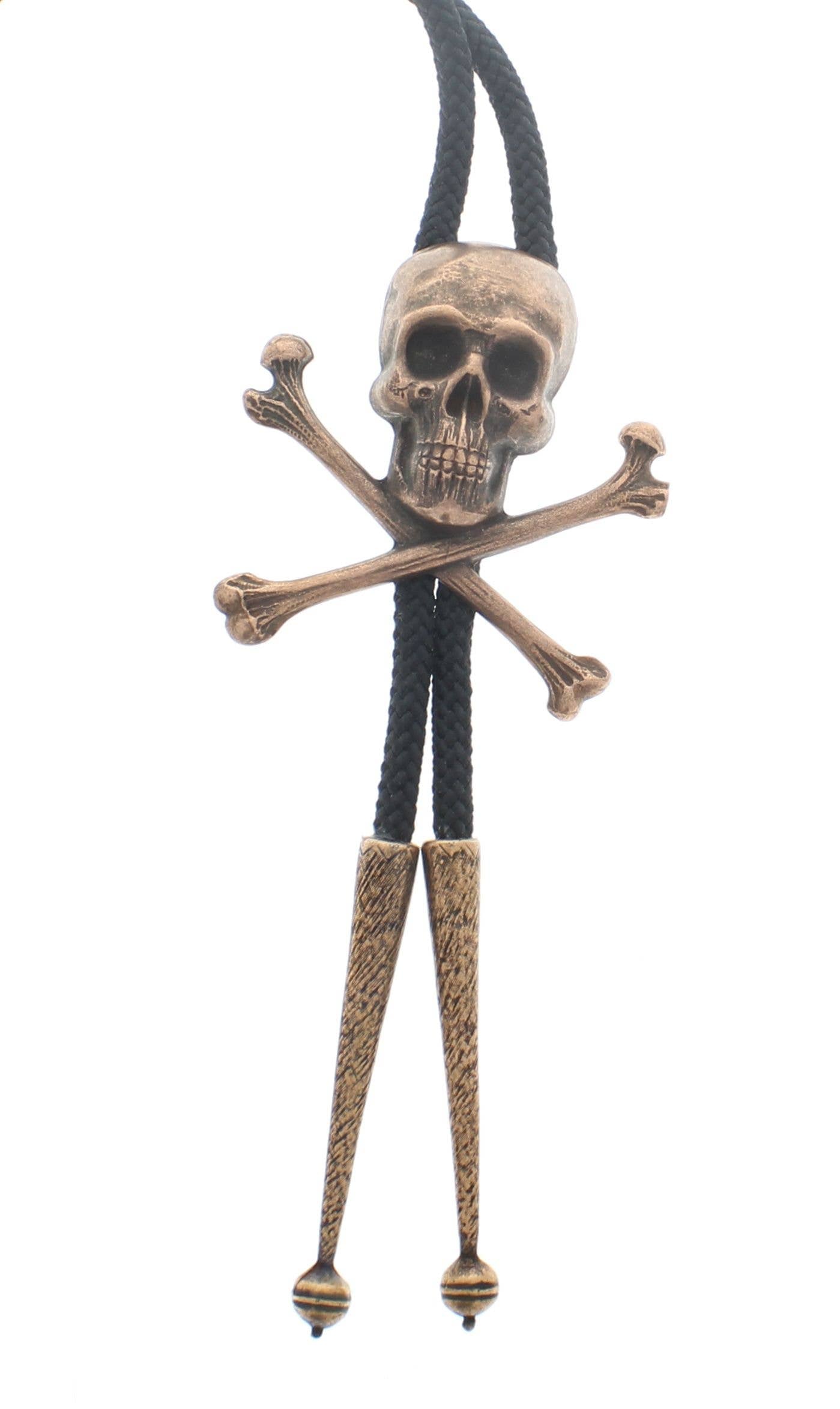 Copper Skull and Crossbones Bolo Tie