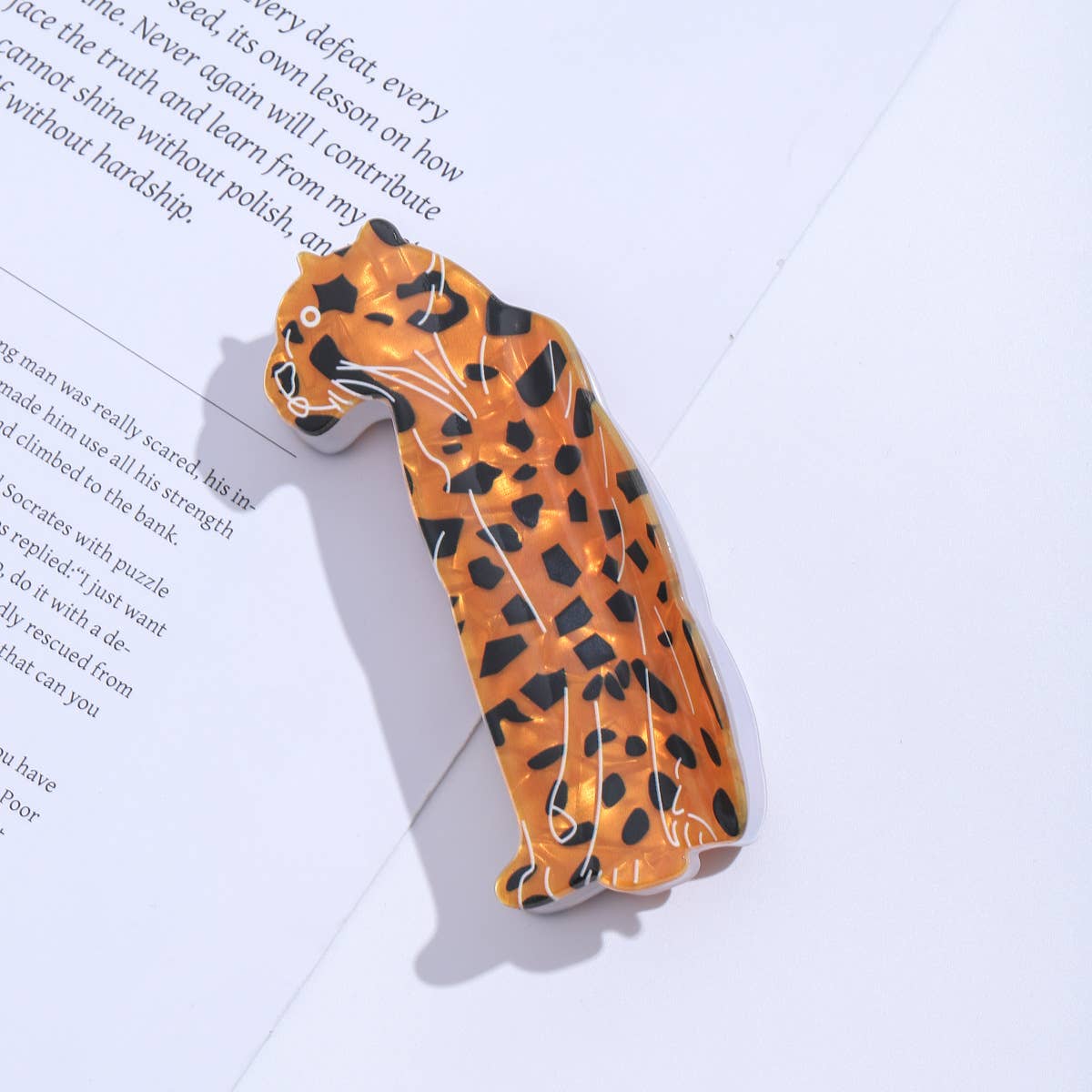 Leopard Panther Shaped Animal Print Hair Claw Clip: Leopard
